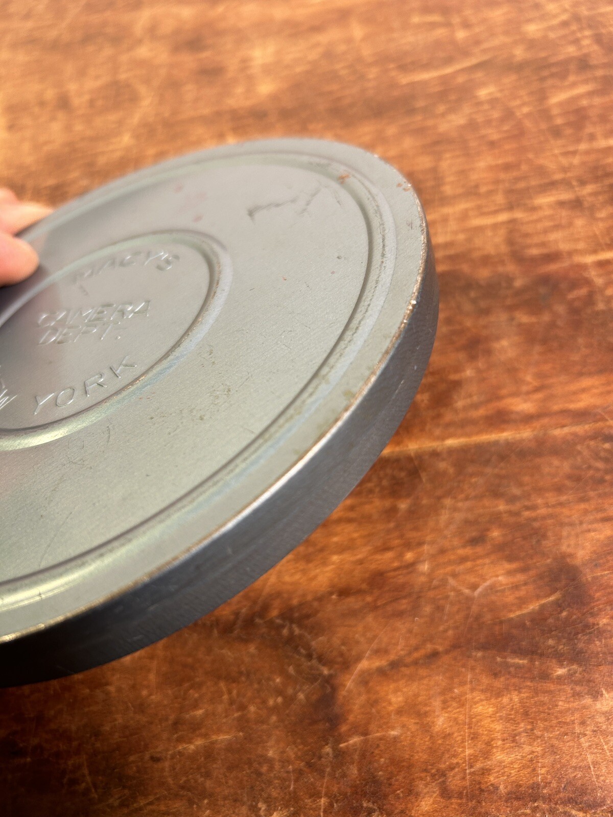 Vintage Macy’s Camera Dept. Reel Can Metal 6″ Film Canister Container New York