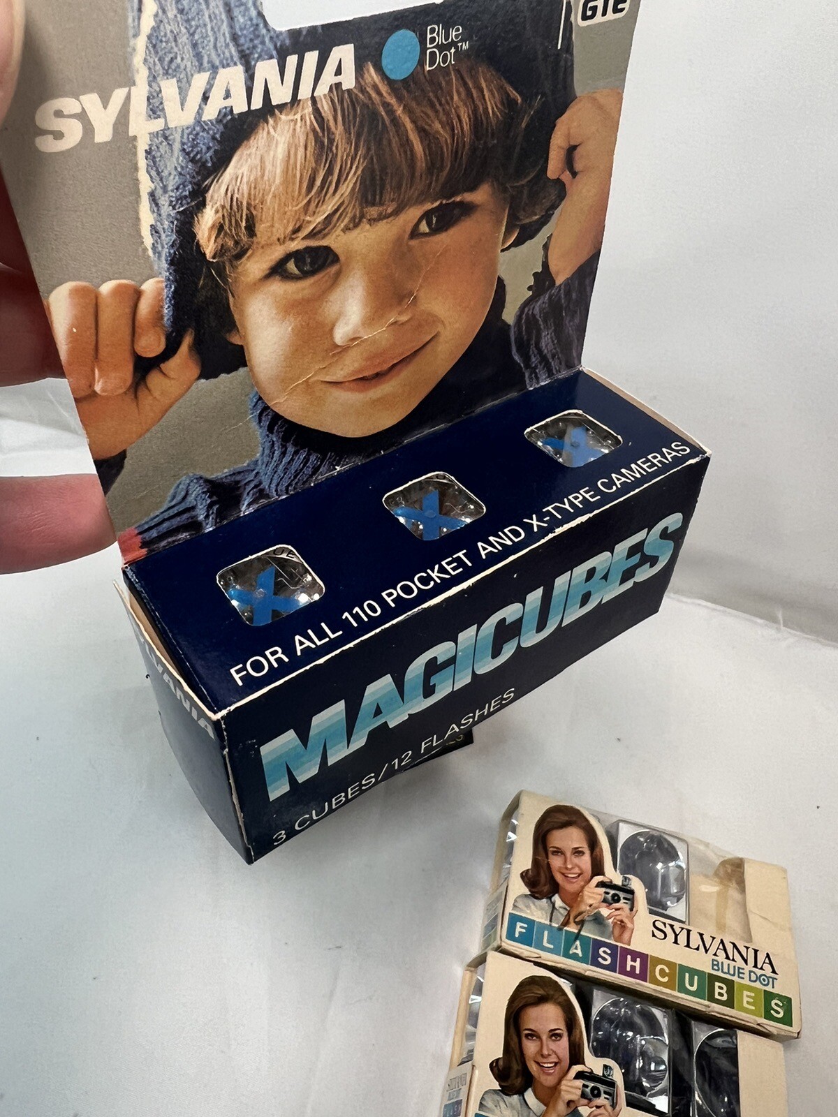 Vtg 70S Camera Flash Cubes Sylvania Blue Dot Mixed Lot 14 Cubes New In Box