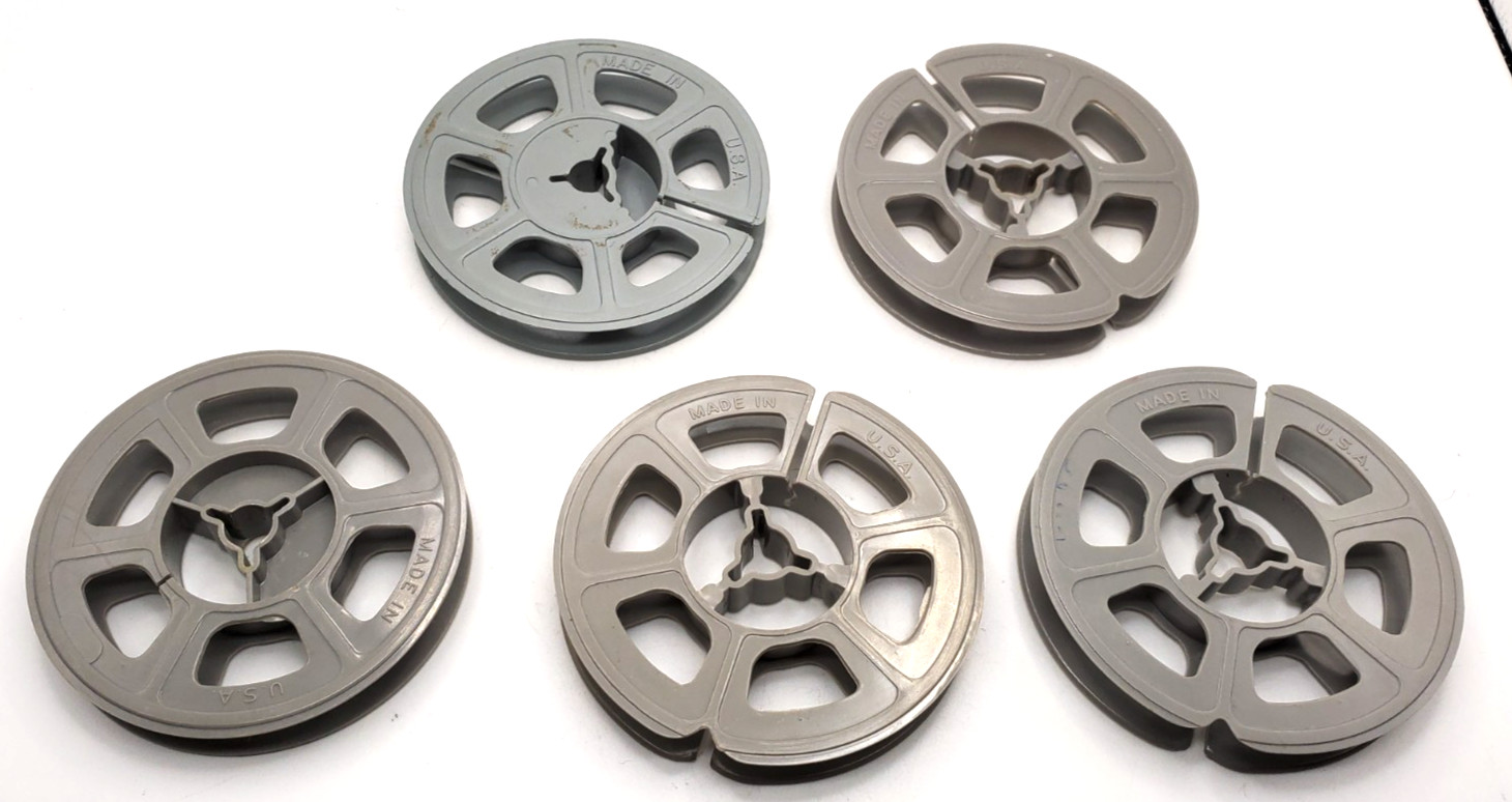 5 Count 3″ Plastic Reels for 8mm Film MADE IN USA vintage
