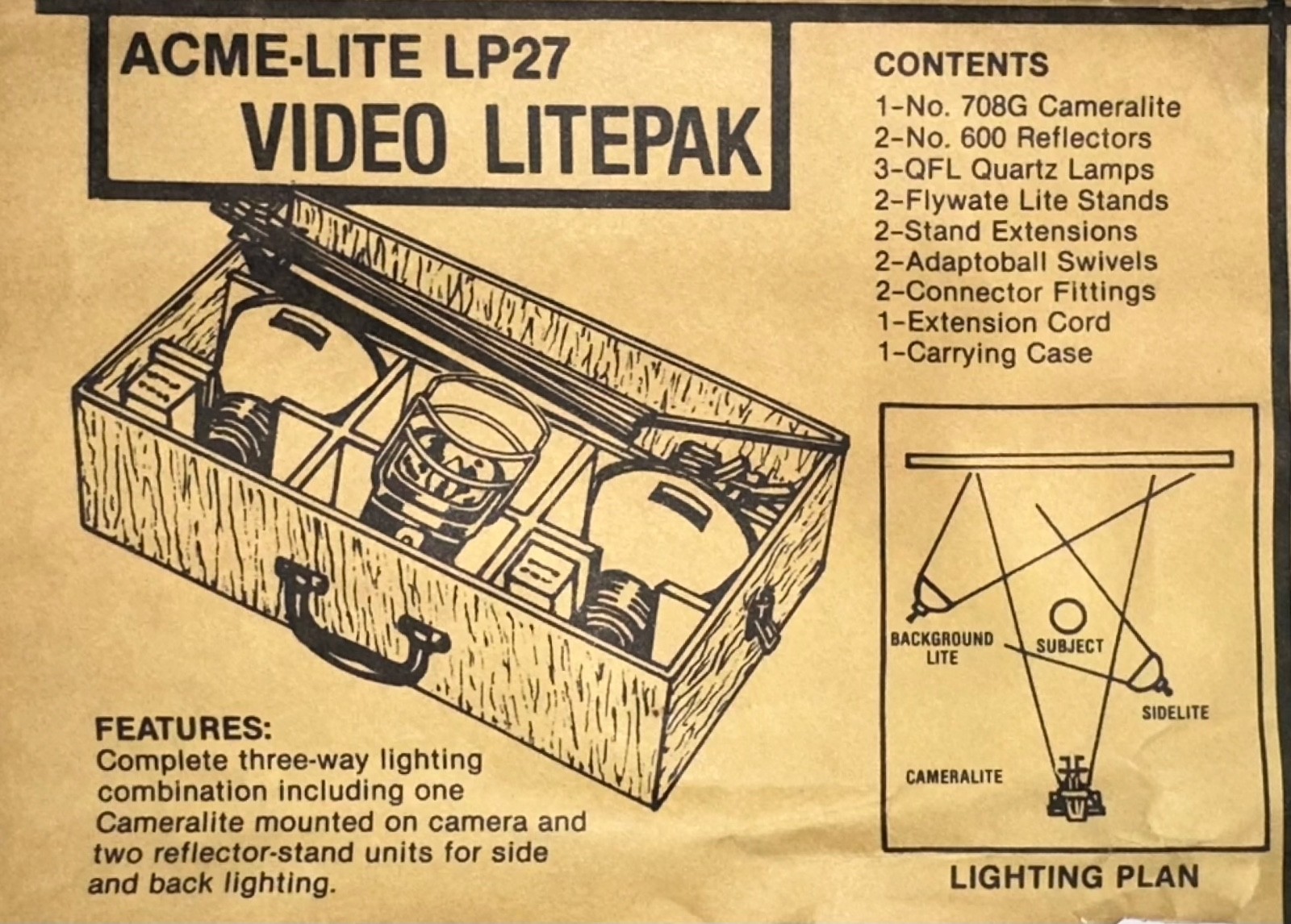 1960’s Acme-Lite LP27 Video Litepak Complete RCA Camden Photo Dept Set