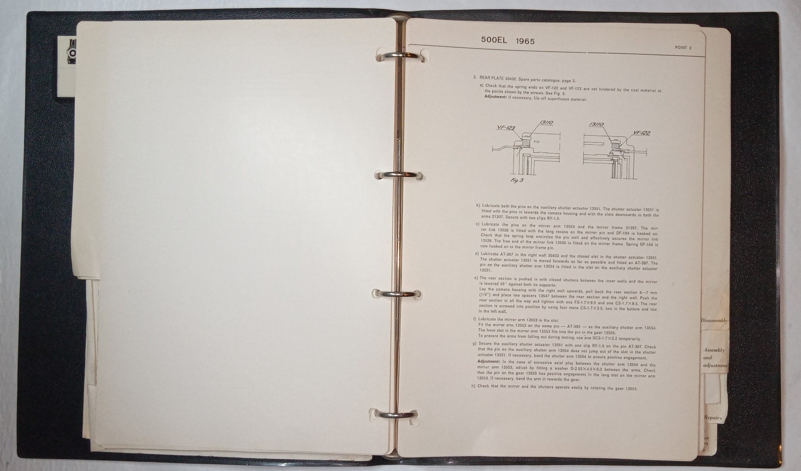 Original Hasselblad 500EL Body Spare Parts Catalog & Repair Manual #4124