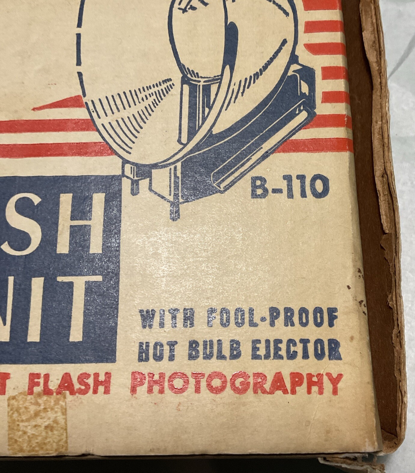 Vintage Flash Unit B-110 Reflector Original Box – No Bulb