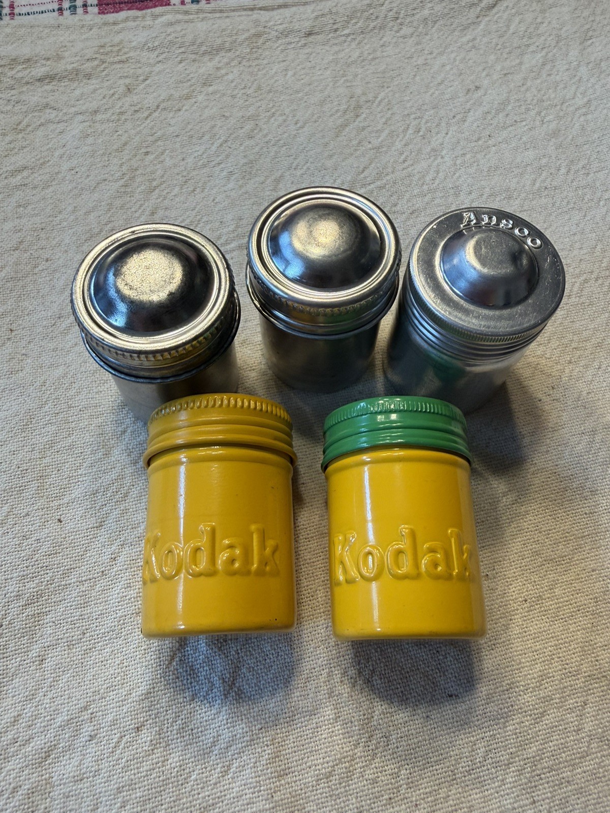 Lot of 5 Vintage Film Metal Canisters