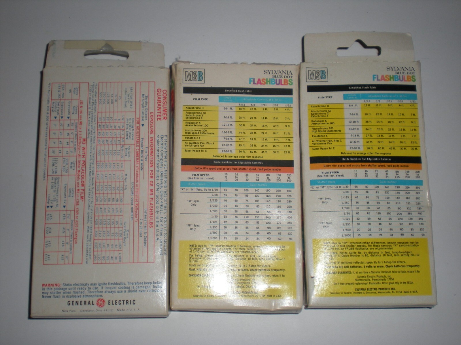 Lot of 3 Boxes VTG GE M3 & M3B SYLVANIA Flashbulbs Camera 30 Bulbs 11 M3, 19 M3B