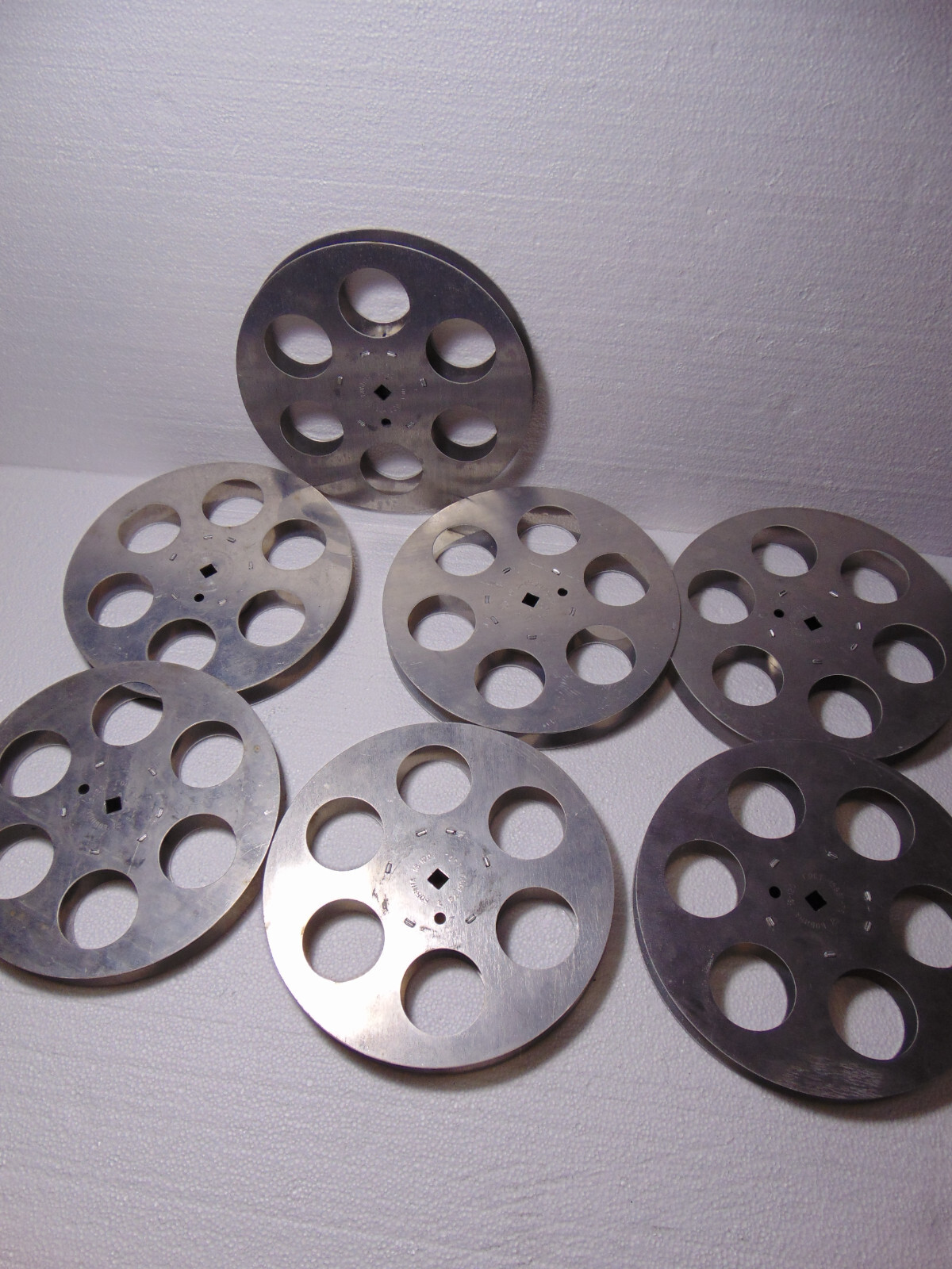 Lot of 7pc Empty 16mm Aluminum Metal Film Reel 7″ 400ft Movie Take Up 400′ 120m