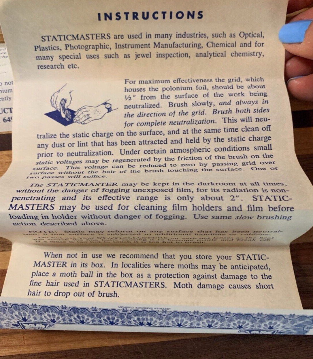 Staticmaster Brush Static Eliminator Dust Remover Photography & Audio 1950s