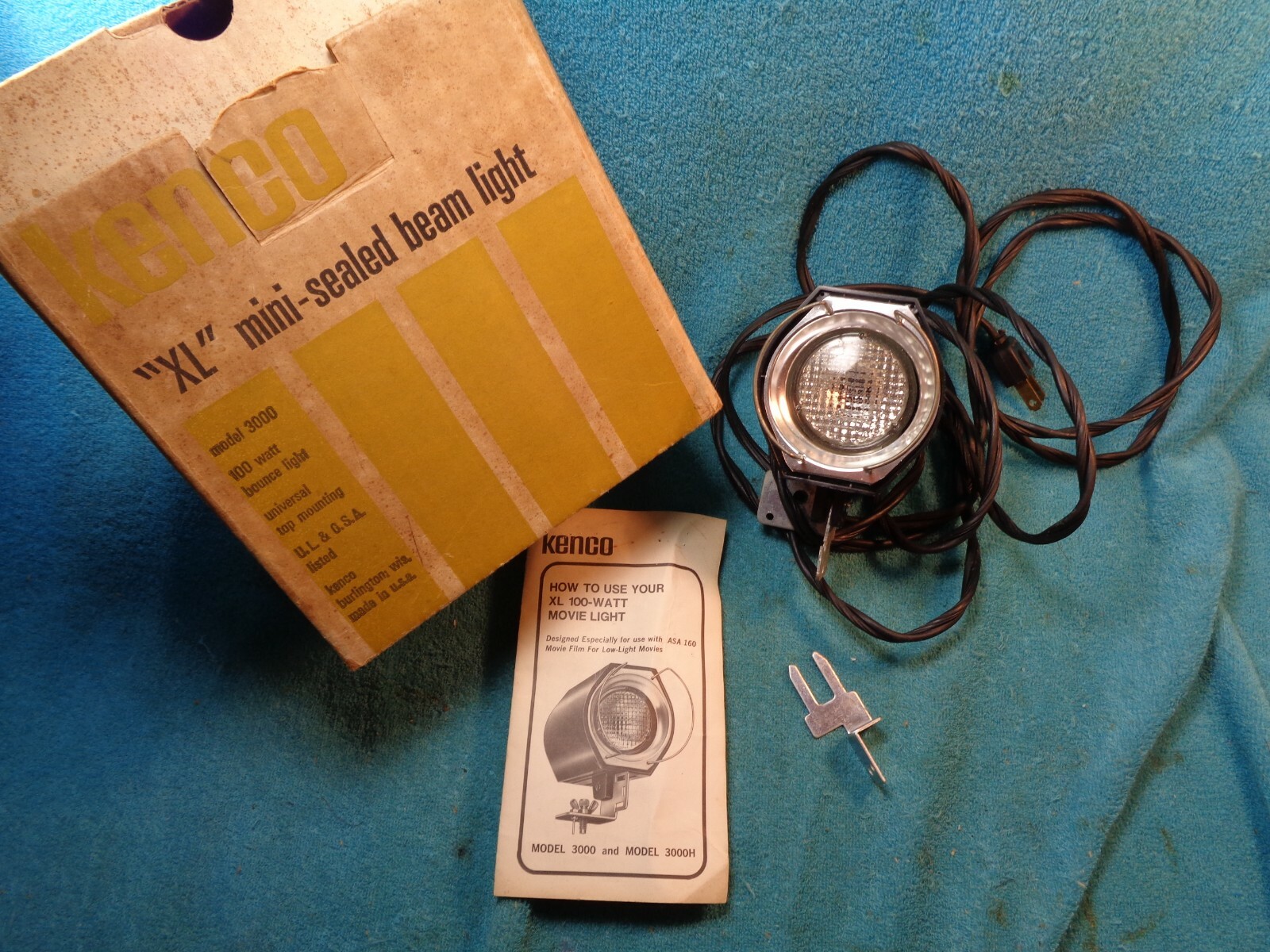 Vtg Kenco XL Mini Sealed Beam 100 Watt Movie Bounce Light # 3000 USA Made Works