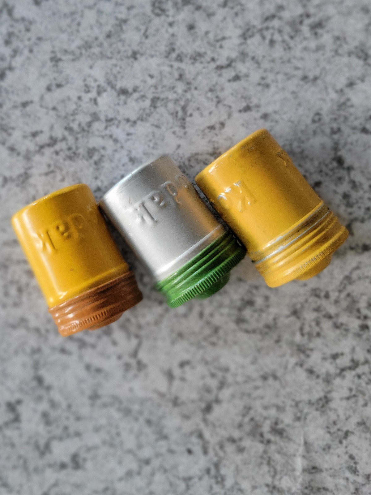 VTG Lot of 3 Kodak 35mm Film Roll Embossed Container Metal Tin Can Canister