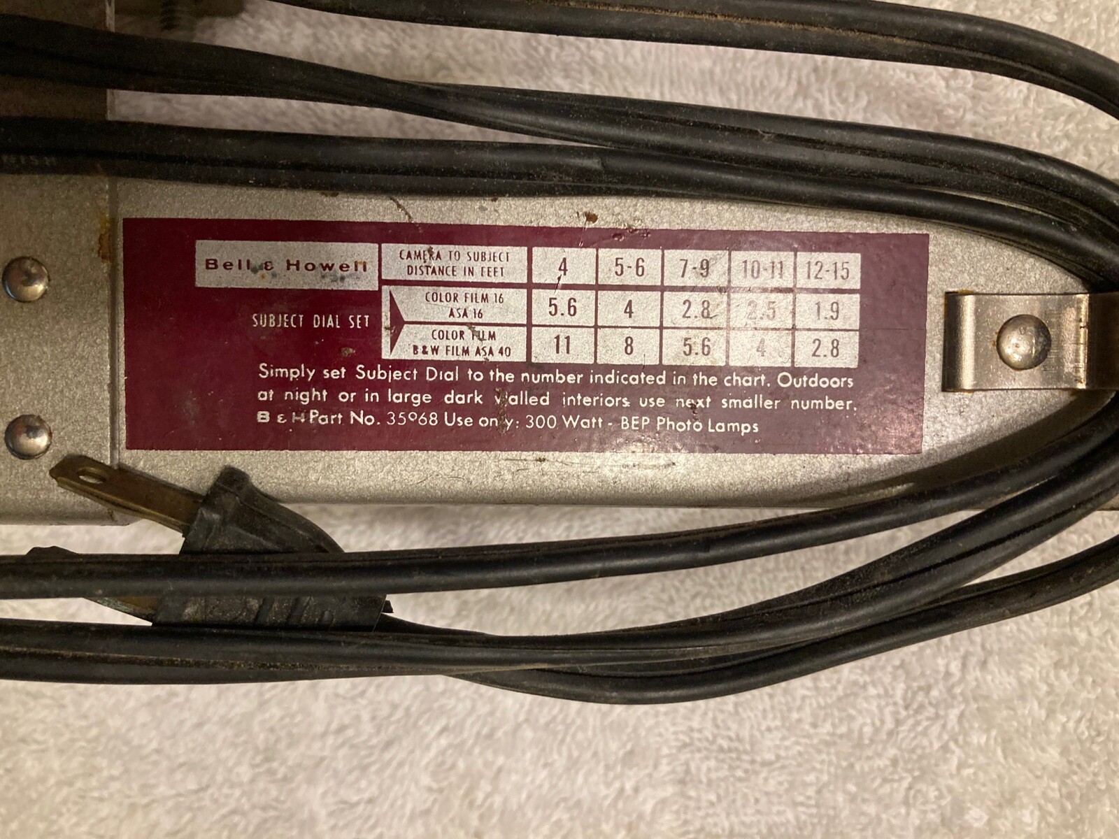 Vintage Bell & Howell Flood Light Bar Lamp, Light For Indoor Movies.
