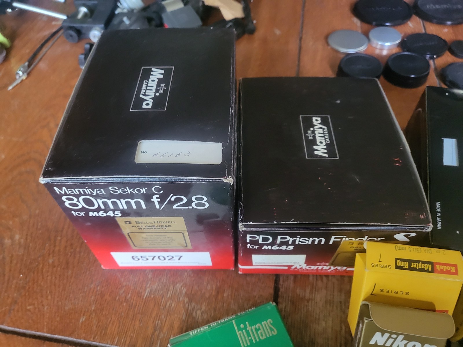 Vintage Camera Accessory Boxes – Mamiya Sekor Lenses, Kodak Photo Paper, Filters