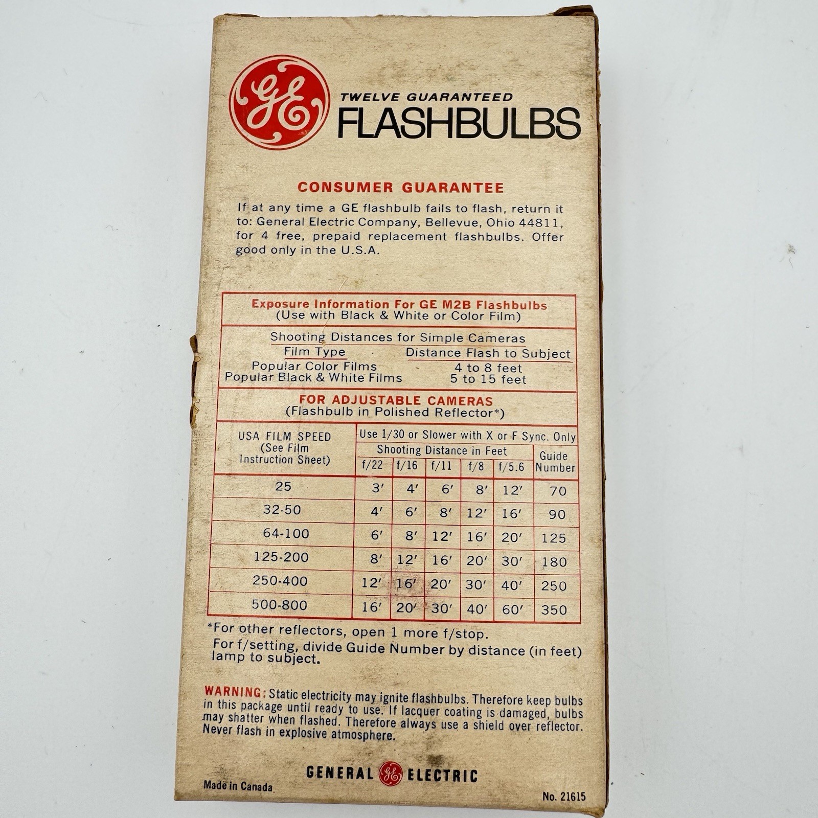Vintage GE M2B Flashbulbs – 6 Blue Bulbs – General Electric New Old Stock