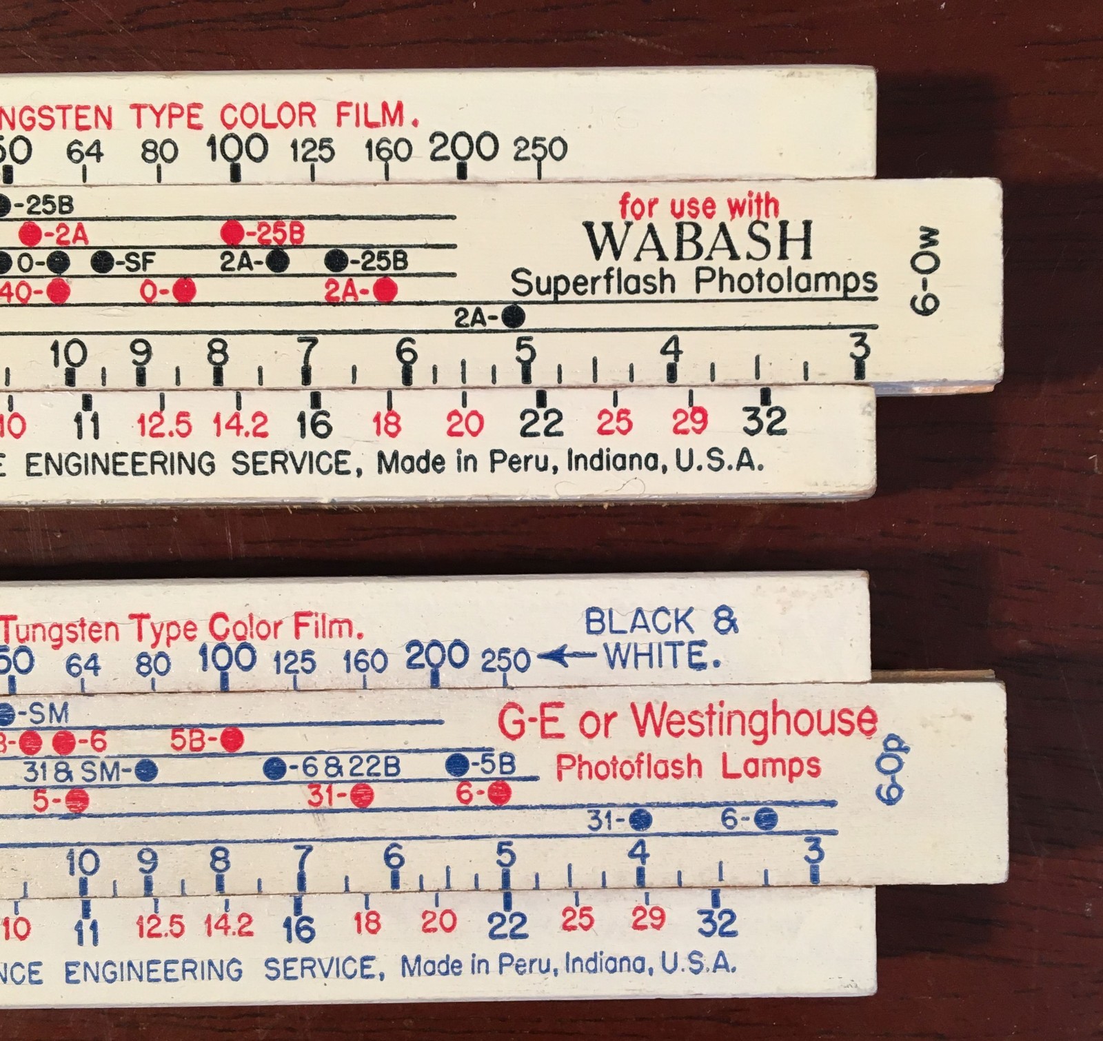 Vintage Pair Lawrence Flashrule Sliderules Calculate Exposure Advertising 1946
