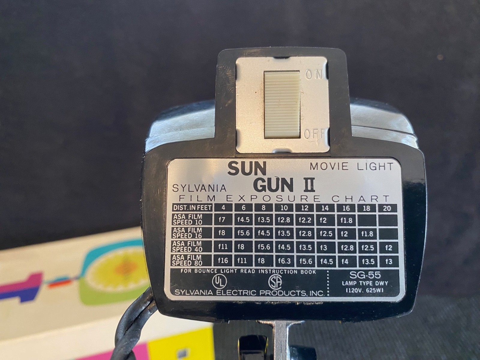 Vintage Sylvania SUN GUN II Movie Light MODEL SG-55 in Box w/ Instructions WORKS
