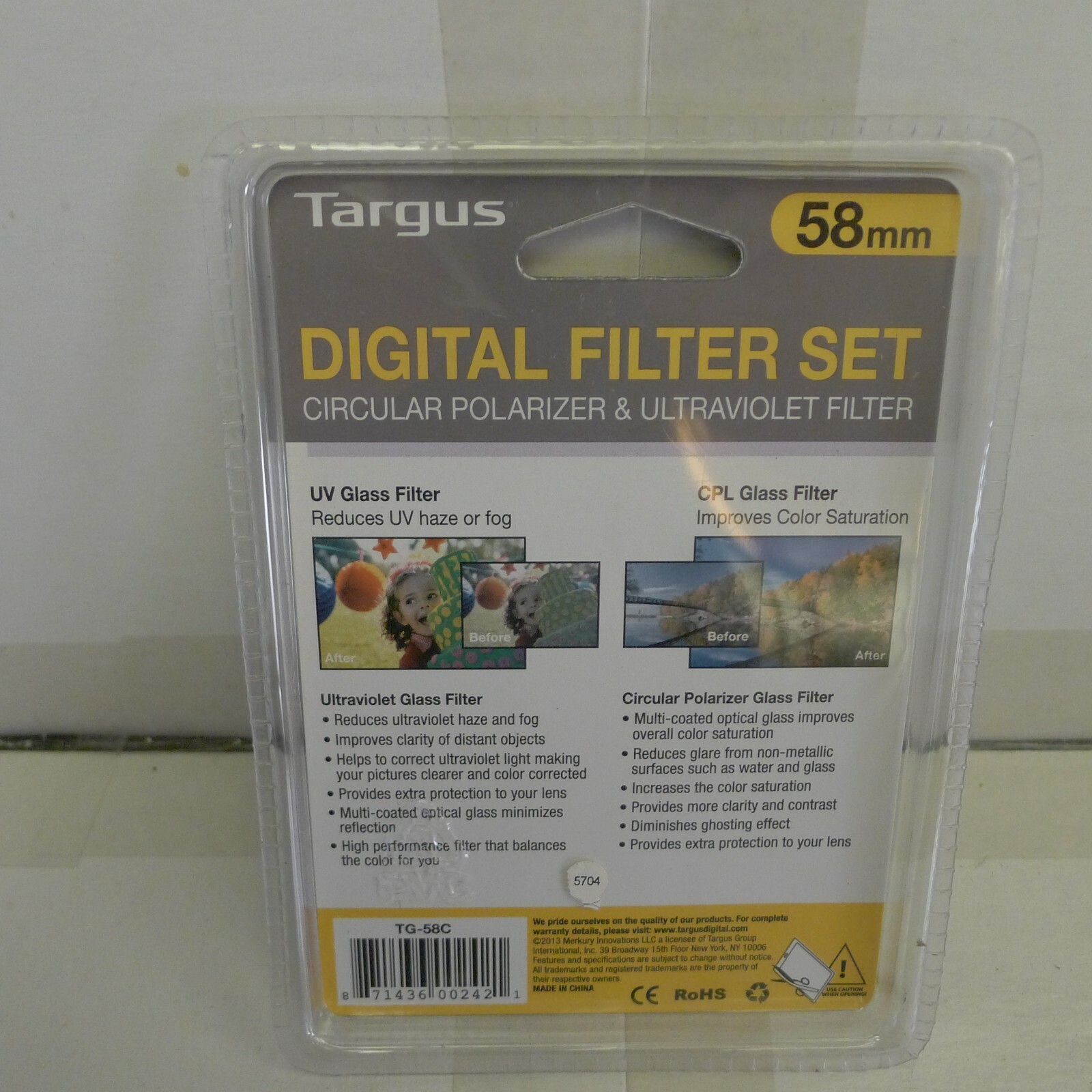 Targus 58MM HD Digital Filter Set Polarizer & Ultraviolet TG-58C – NEW