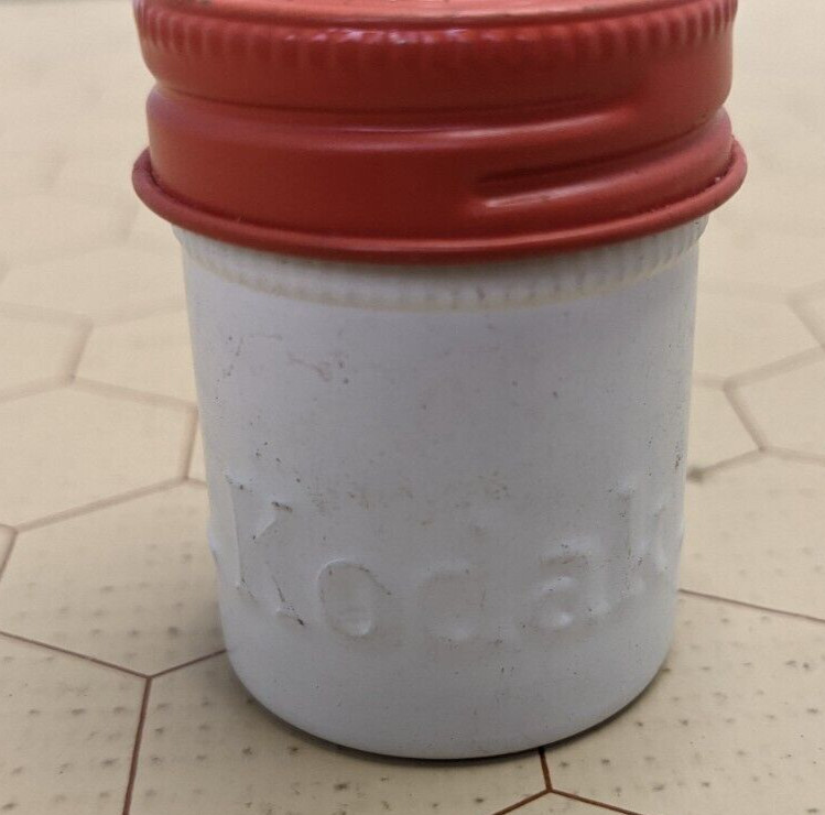 Kodak Metal Film Storage Cannister White With Orange Lid 35mm Film