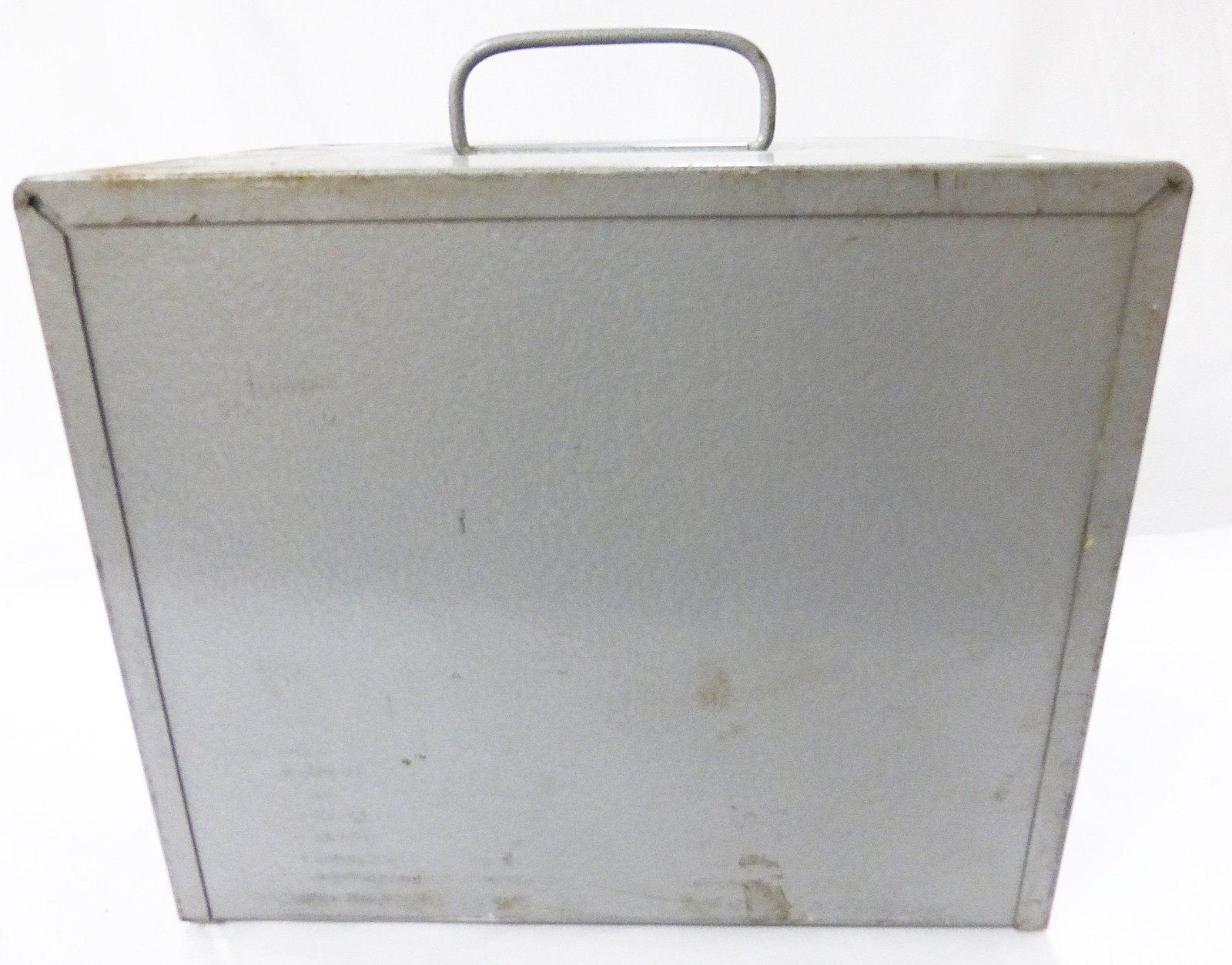 Vtg Brumberger 8 mm metal reel holder case storage bin 1950 mid century rustic