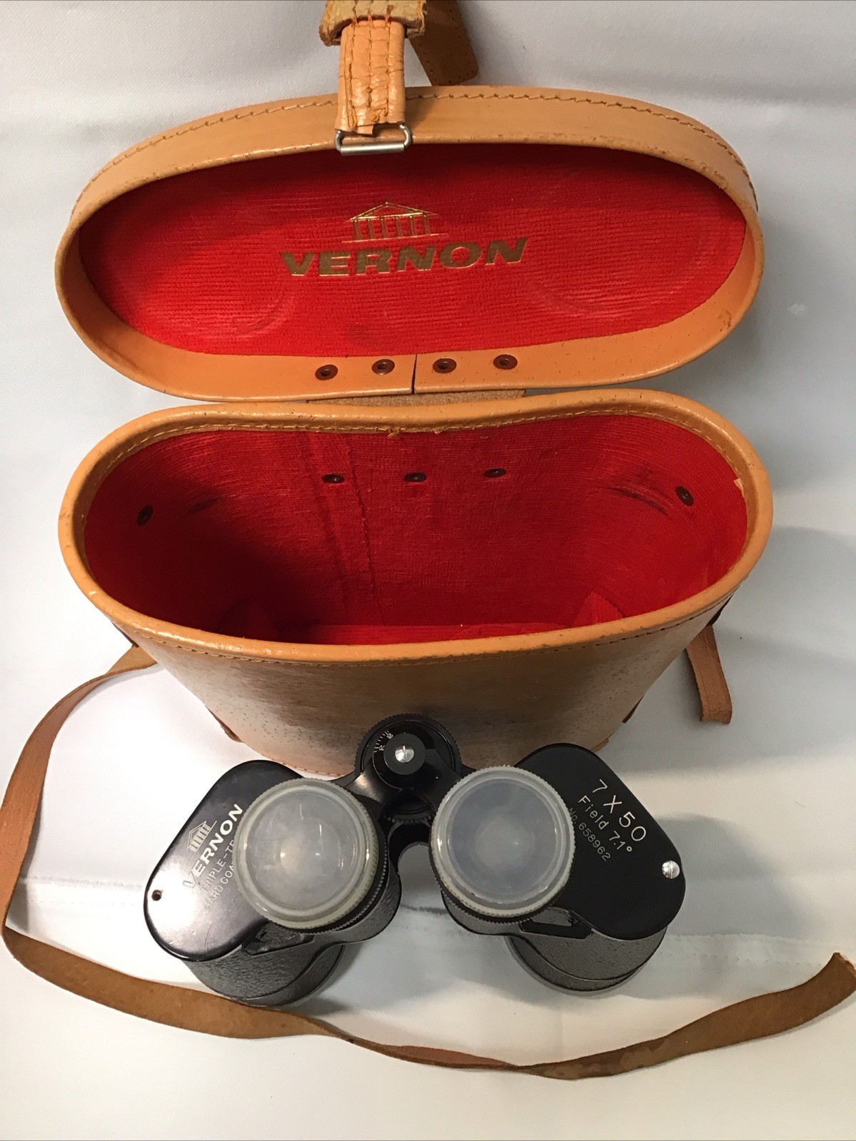 VINTAGE Vernon 7×50 Field 7.1deg Binoculars w/ Case No. 658962