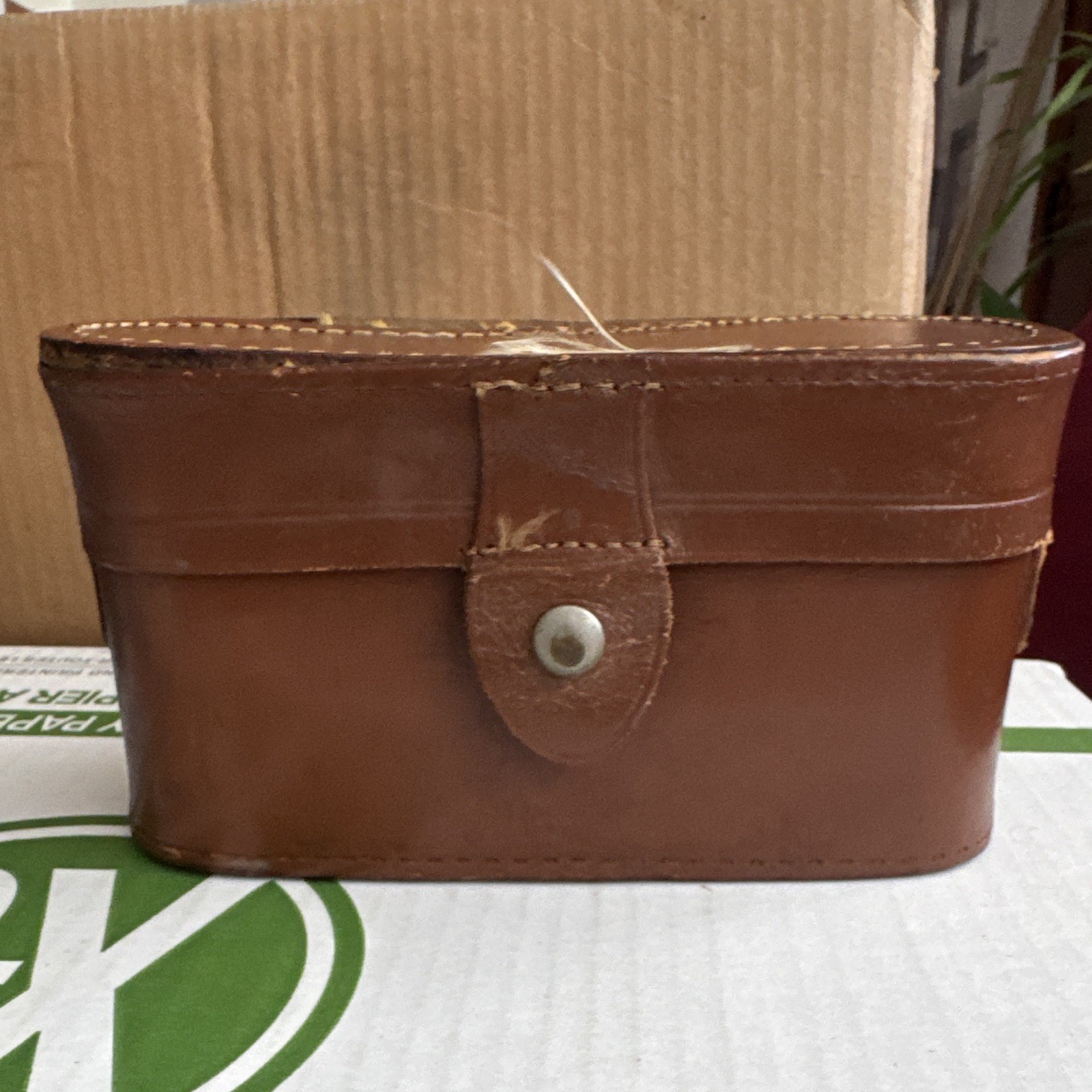 Zeiss Ikon Ikonta Camera Case Vintage Brown Leather Snap Closure