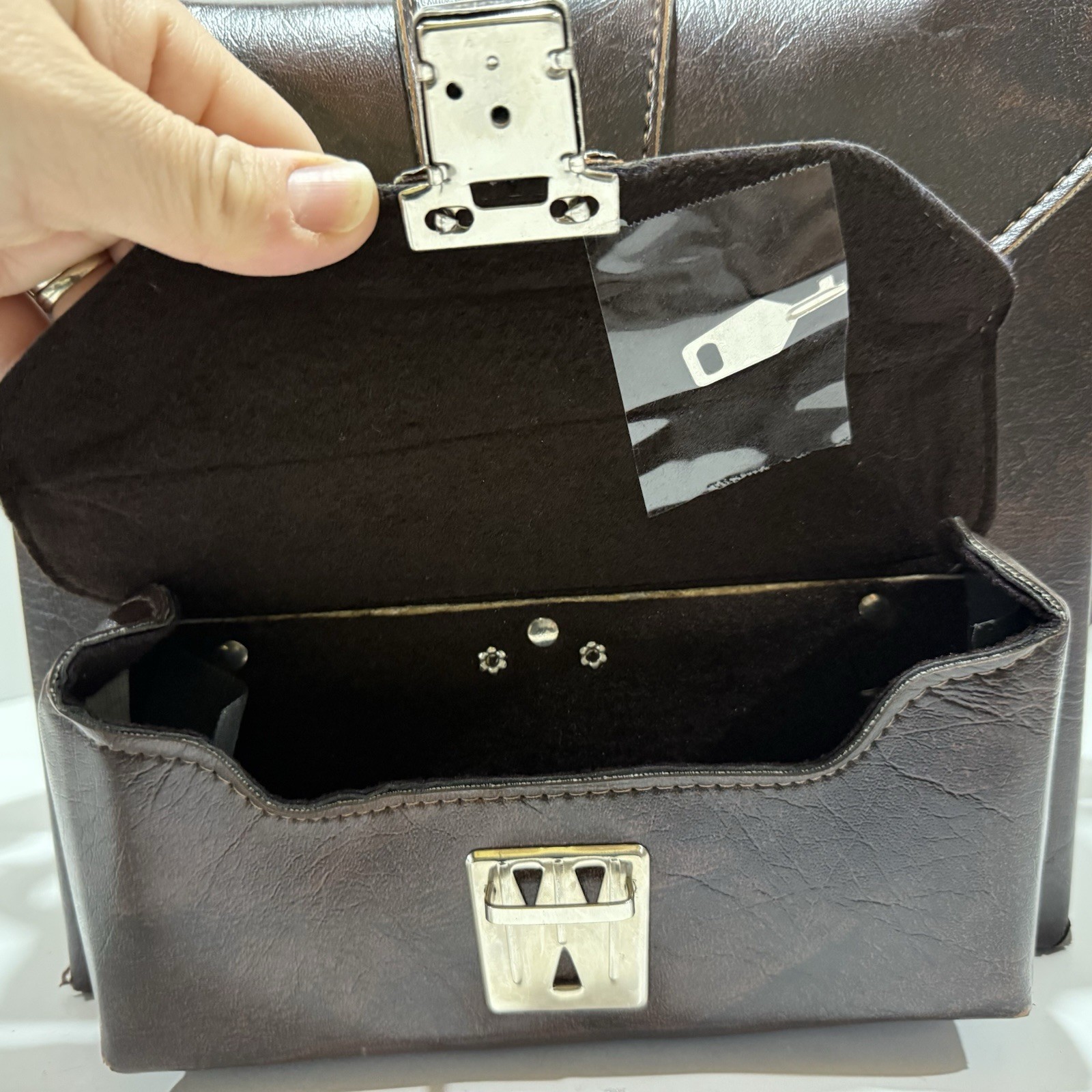 Vintage Camera/Camcorder Case, Hard Leather Two Locking Pockets With Two Keys