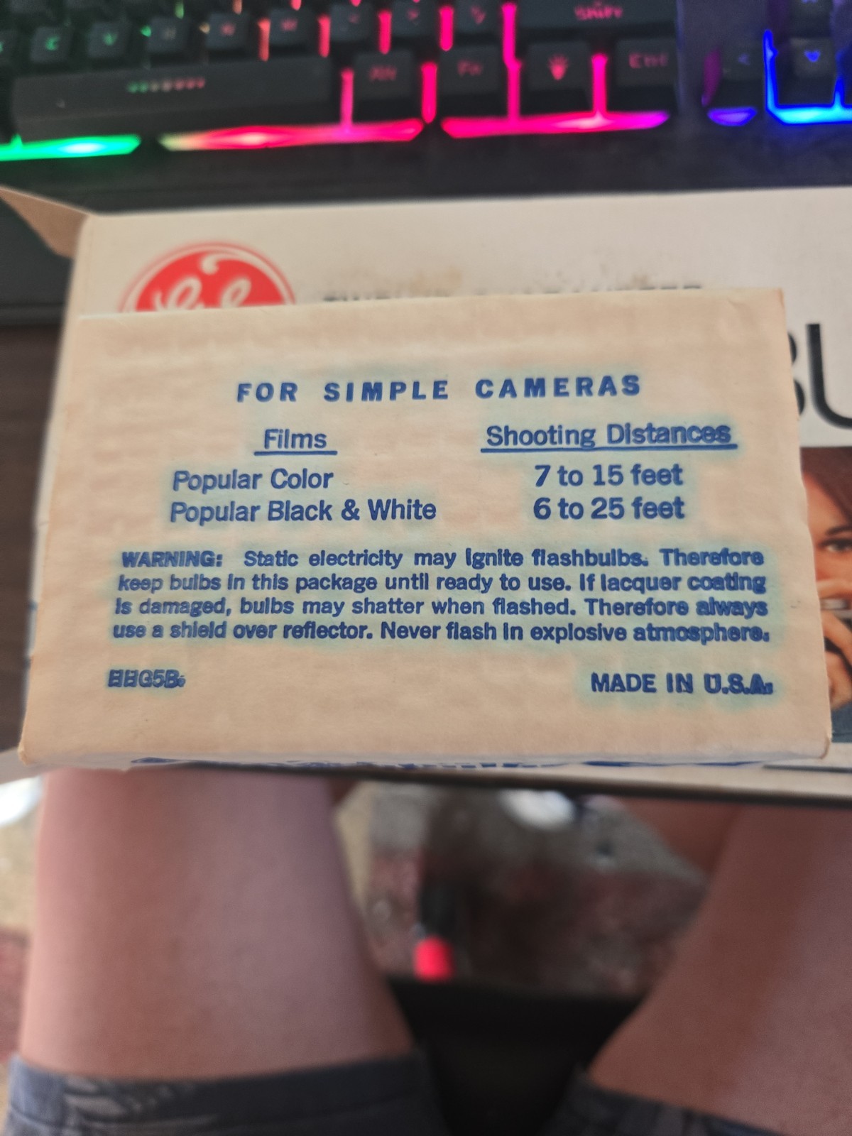Vintage General Electric GE 5B Blue Camera Flash Bulbs 2 Box 24 Bulbs