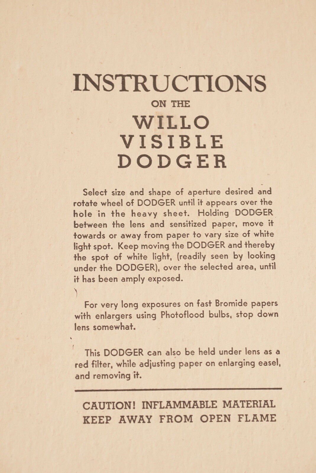 Willo Visible Dodger for Controlled Projection Prints Vintage