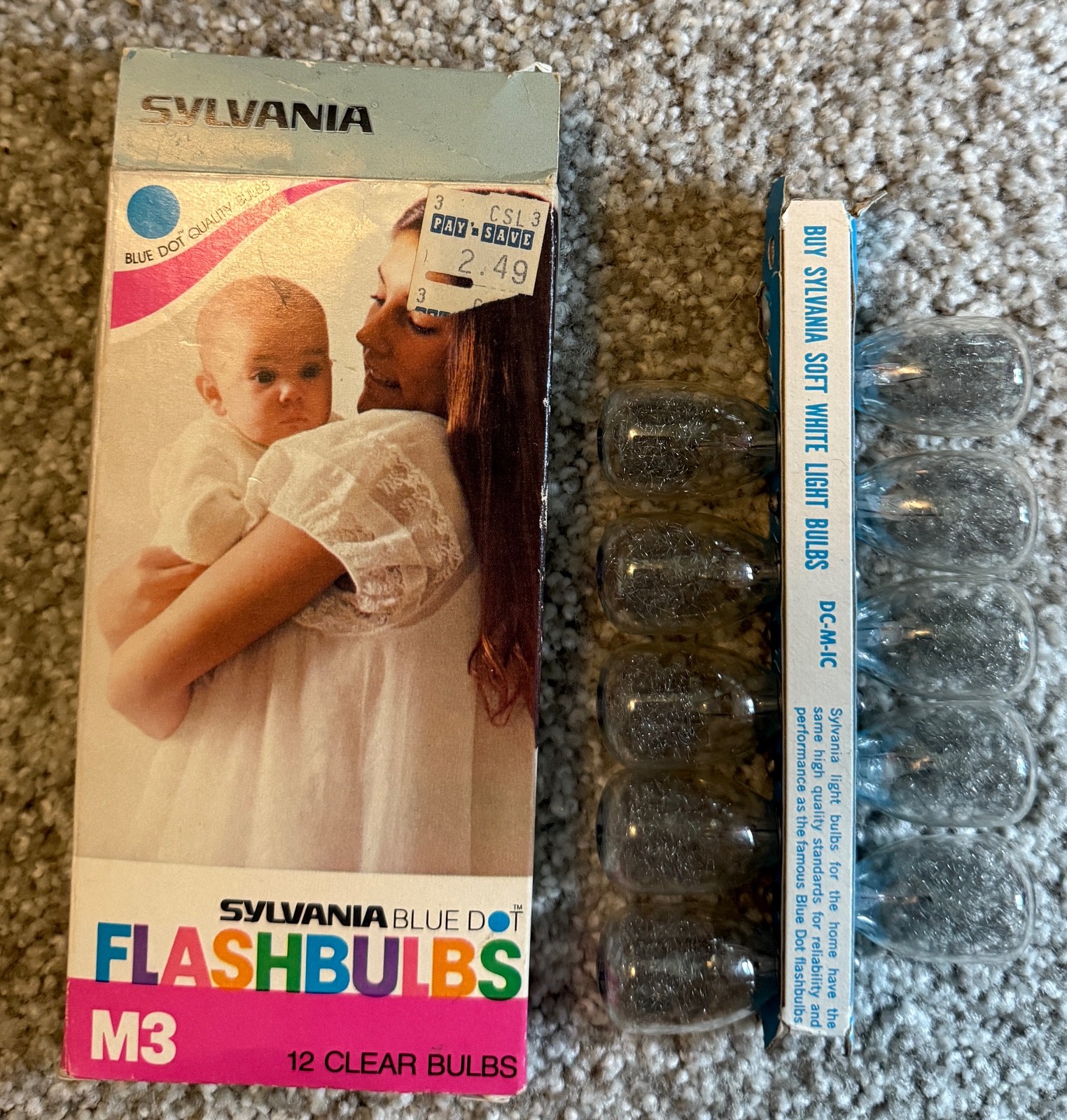 Sylvania M3 Blue Dot Flashbulbs 10 Clear Bulbs Full Box Vintage Camera