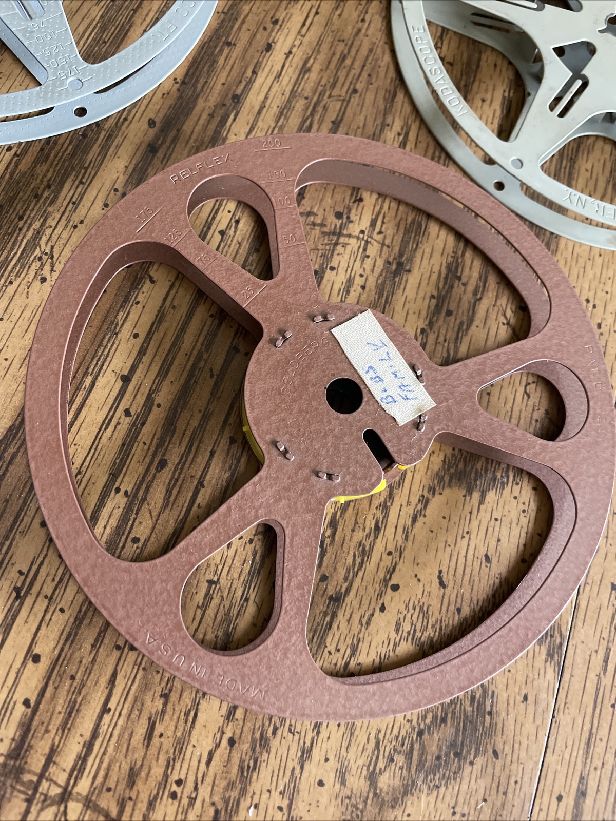 Vintage Lot Of Film Reels, Cans, & Film -Goldberg Filmgrip Relflex W/Box, Kodak