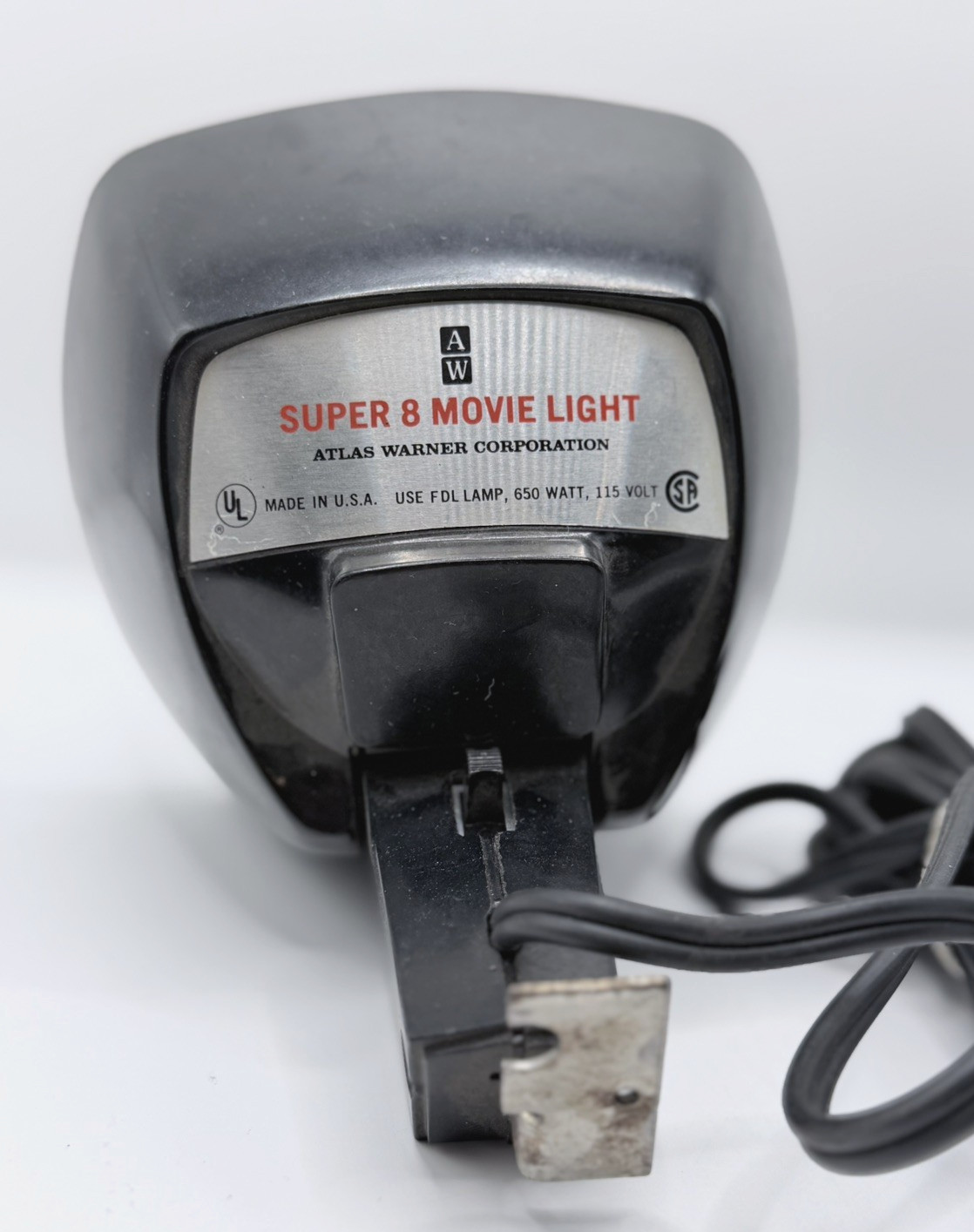 Vintage Atlas Warner Super 8 Movie Light Top Mount Camera Lamp 1960s Tested