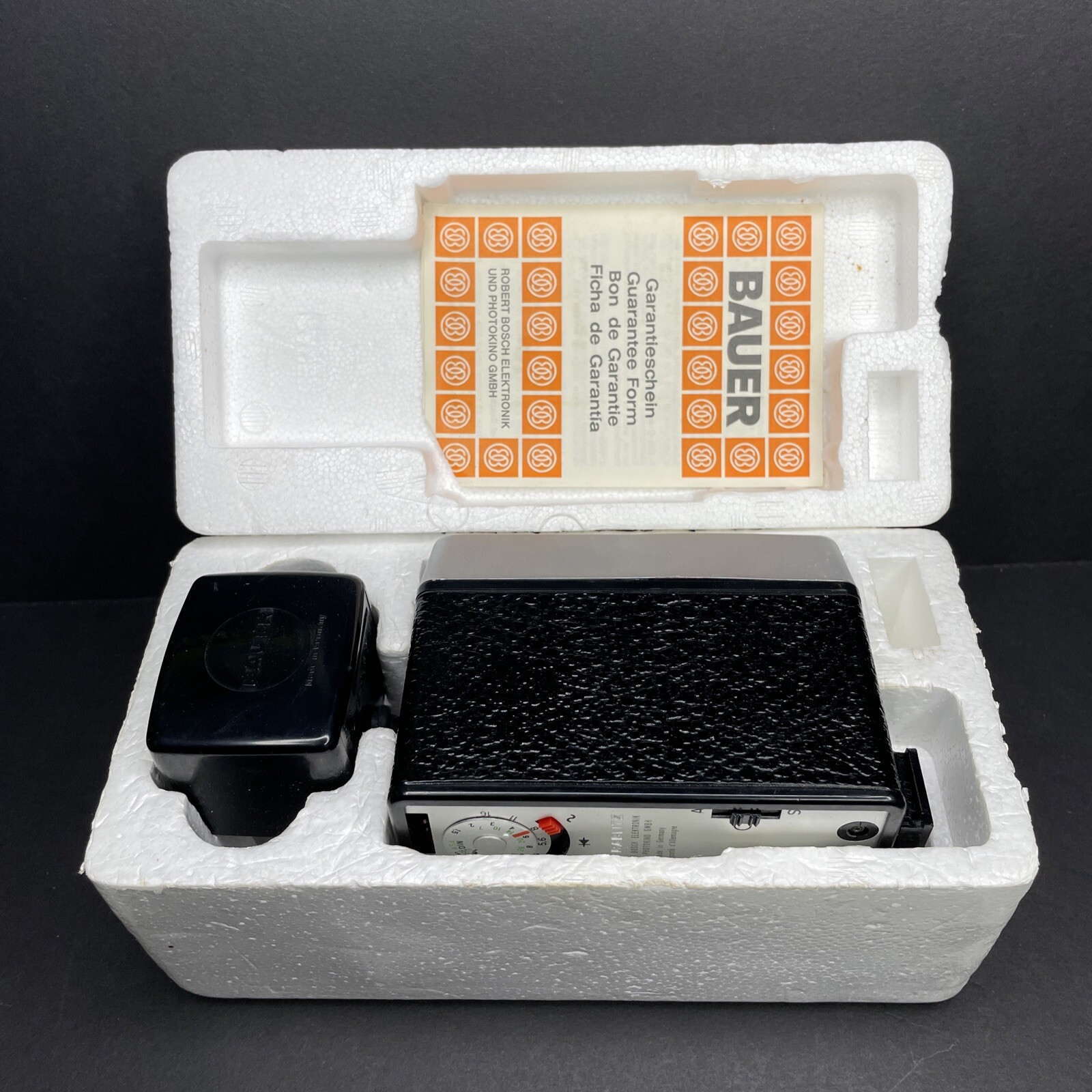 Vintage Bauer E200 AutoBlitz / UltraBlitz Flash With Plug & Box Made In Germany