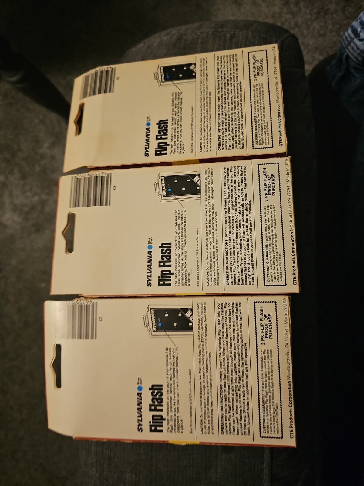 Lot of 3 Sylvania FlipFlash Super 10 Two Pack Blue Dot Flashbulbs Flashbar