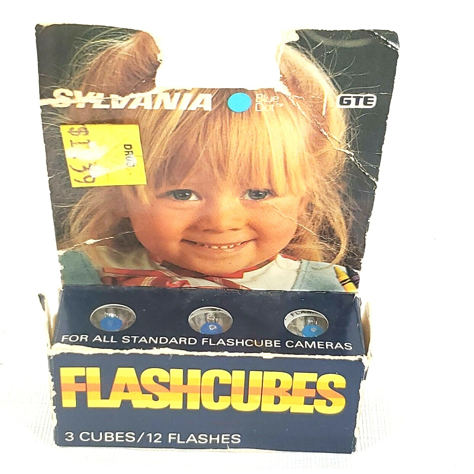 Sylvania Flashcubes Box of 3 Vintage Blue Dot