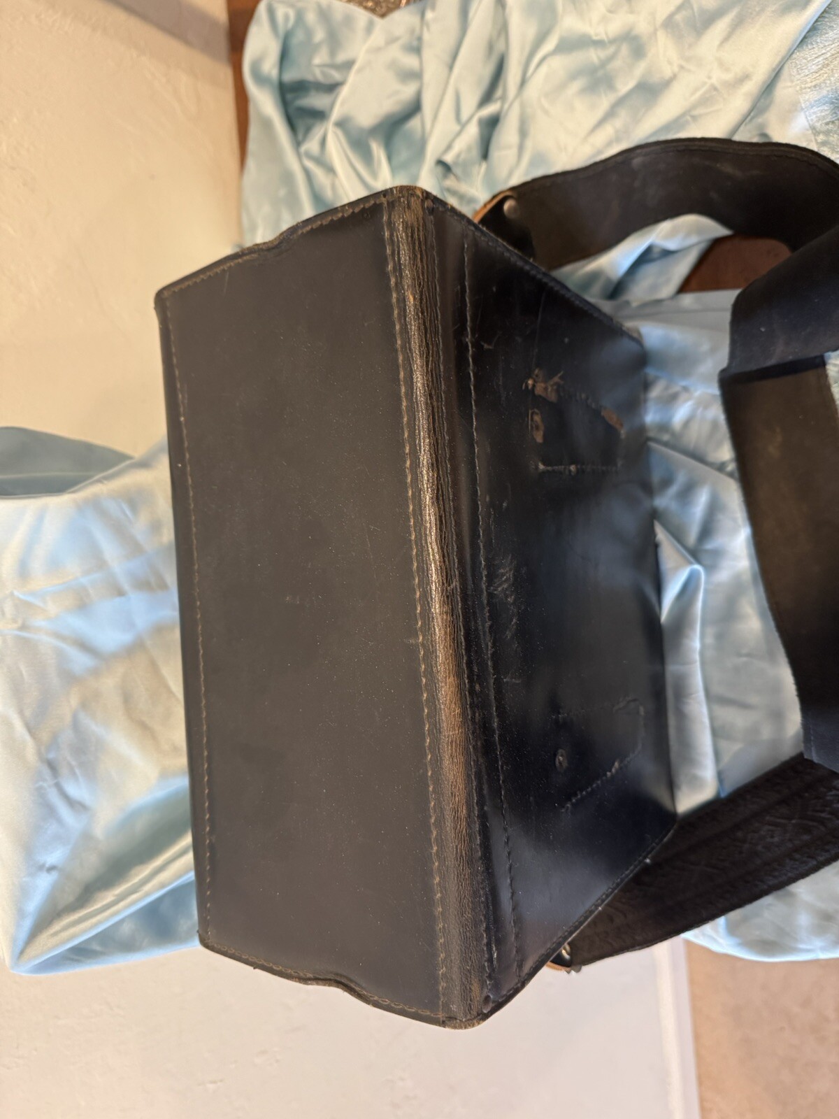 Vintage Coast Camera Case Black Genuine Cowhide Leather