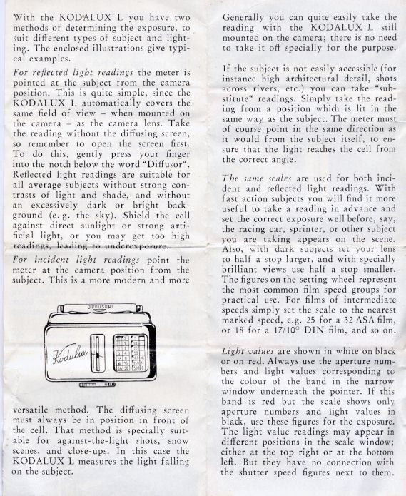 Kodalux Exposure Meter made in Germany c.1955 with Original Leather Case
