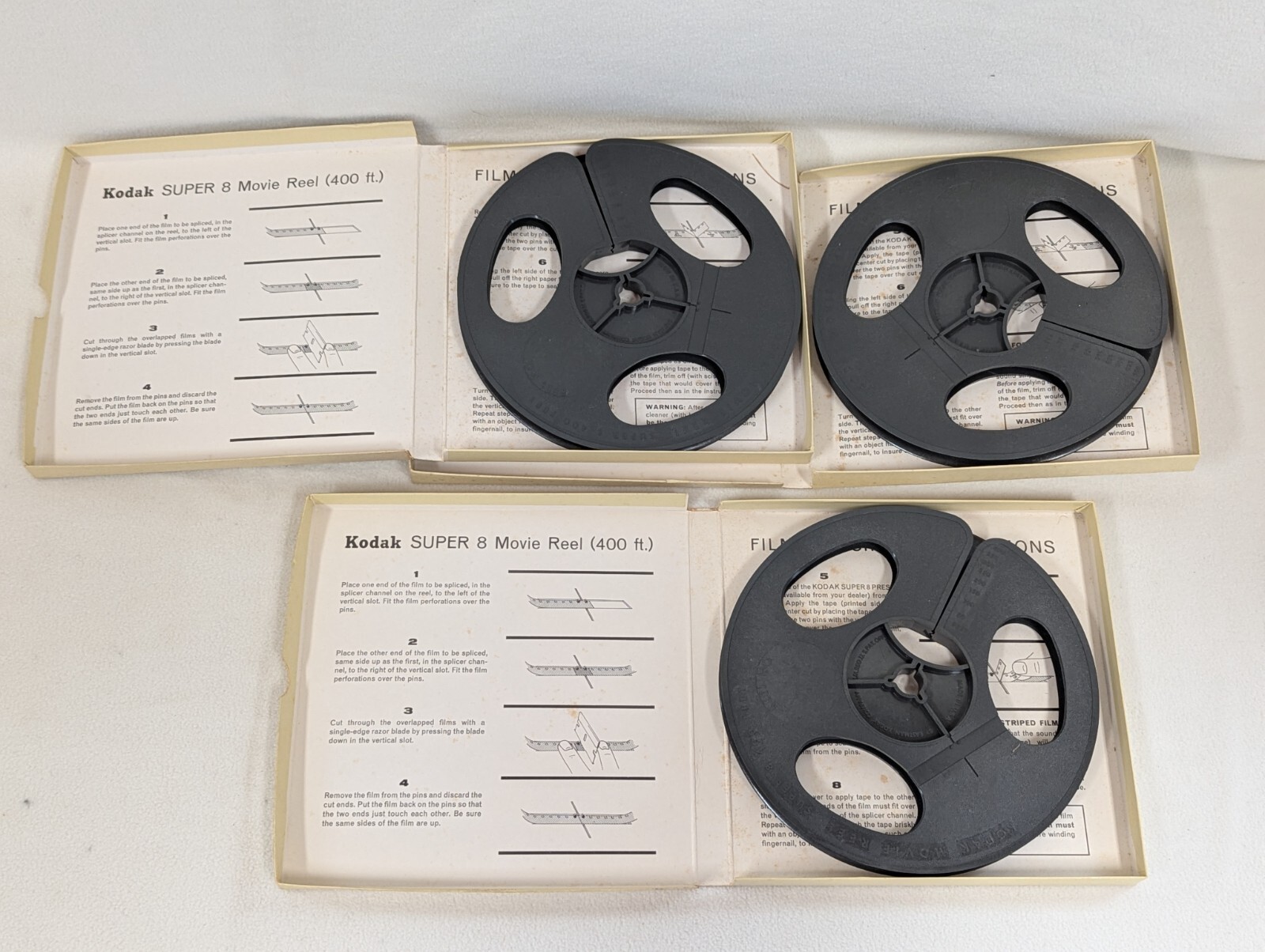 Lot of 3 – Vintage Kodak Movie Reel Super 8 Empty 400 Feet Reel In Box