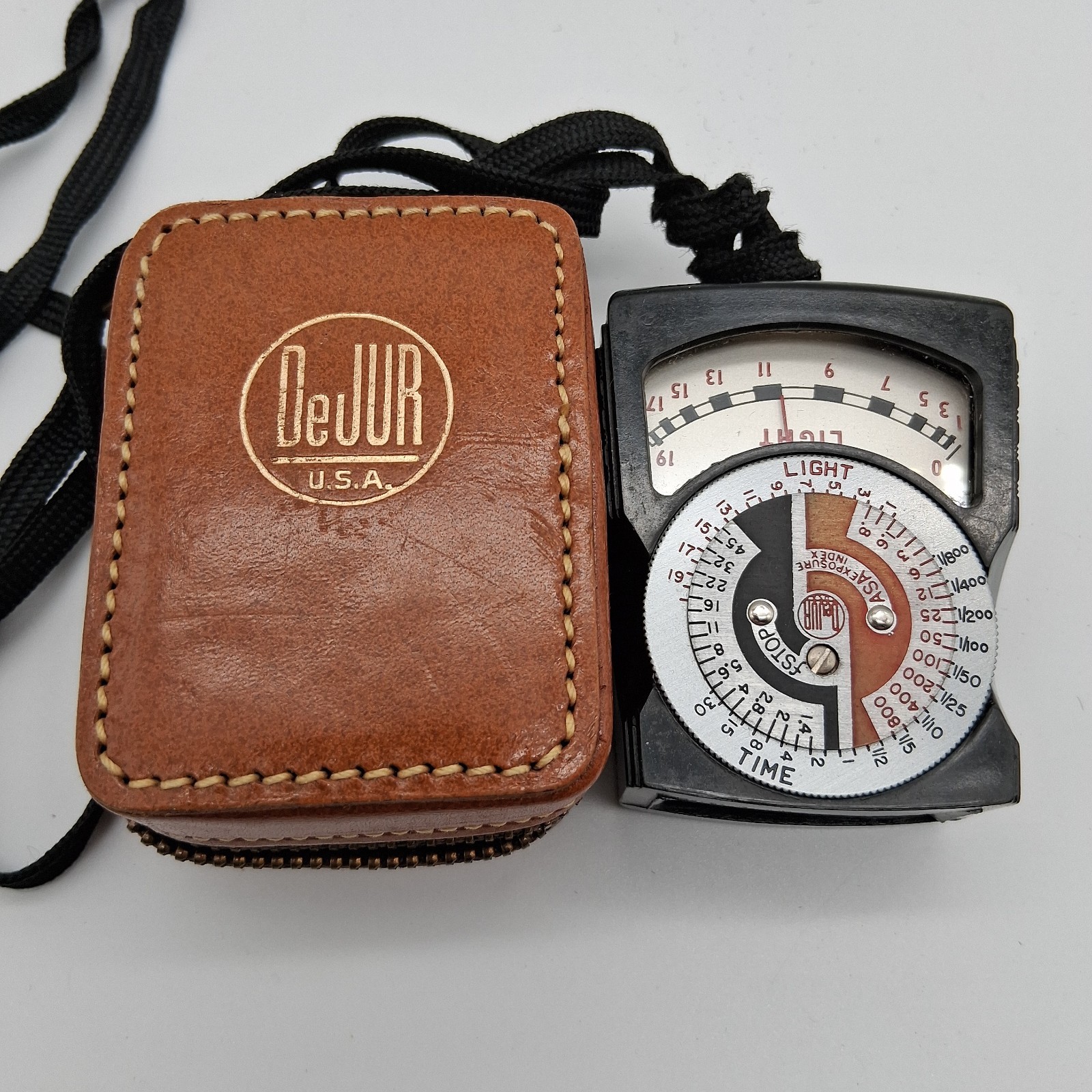 Vintage DeJur Amsco Model 5-B Light Meter Works w/ Case USA