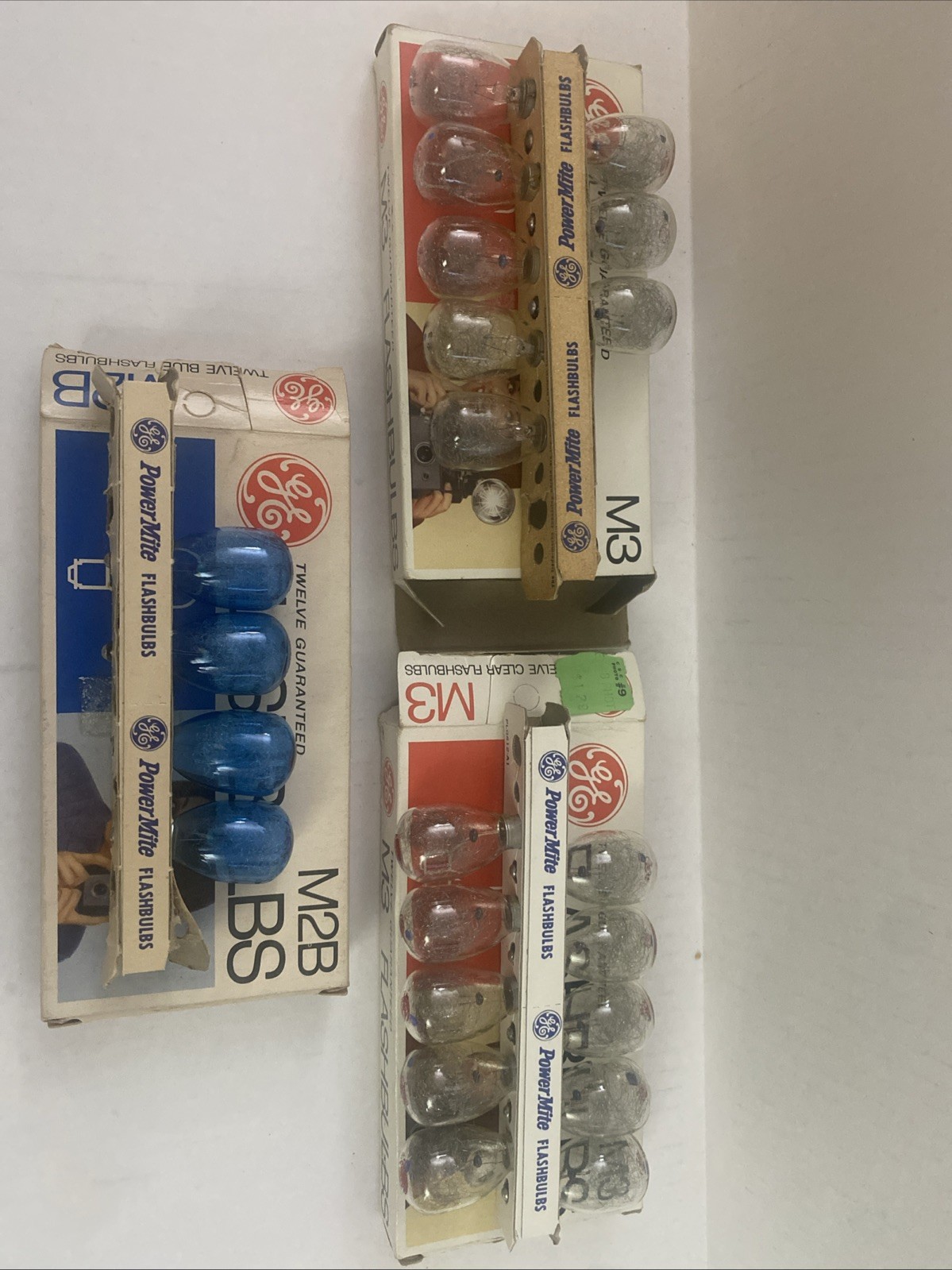 Vintage GE M2B Camera Flashbulbs (4) Bulbs Blue, M3 Flash Bulbs (18) Clear