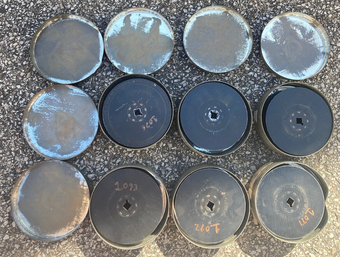 Vintage Agfa Ansco 4″ Tin Negative Film Canister 35mm 100FT with Reel Lot of 6