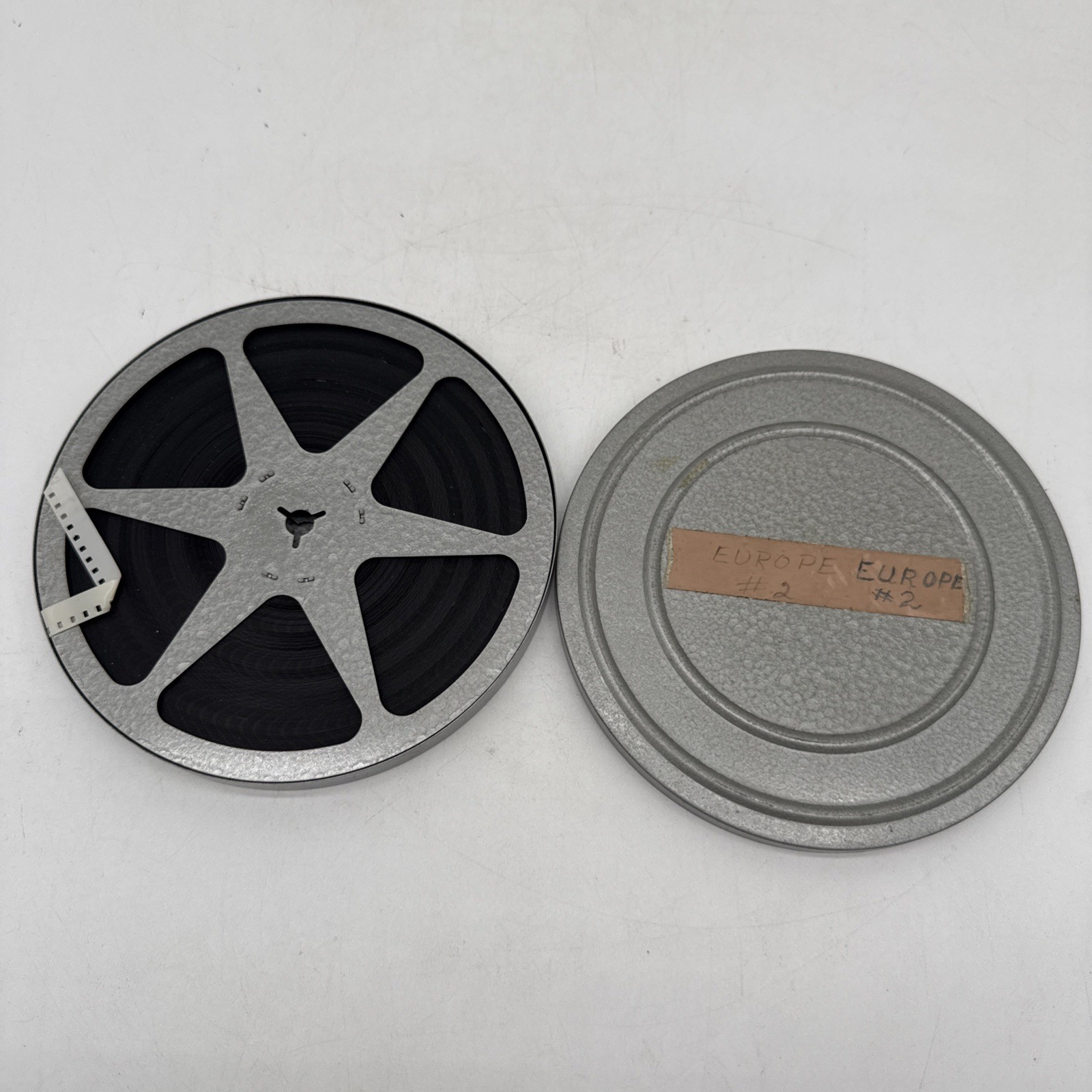 Vintage Silver Metal Film Reel Canister 6″ With Film Reel