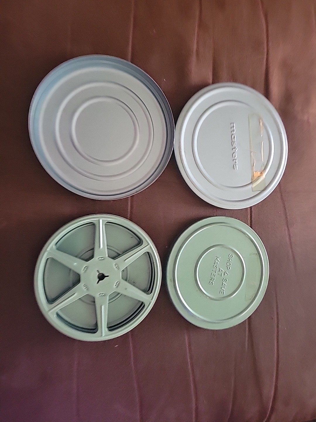 Vintage Metal Empty Film Reels And Container Cases Lot Of 2. 1-5” and 1-7”