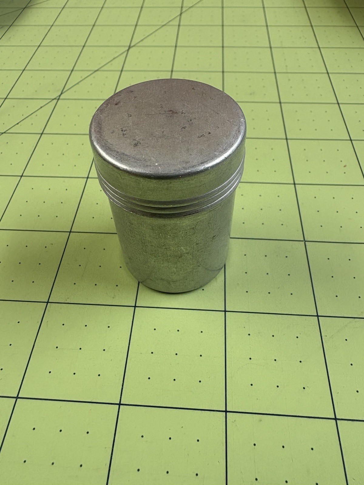 vintage 35mm film case, aluminum, screw-on lid, VGC, Rare