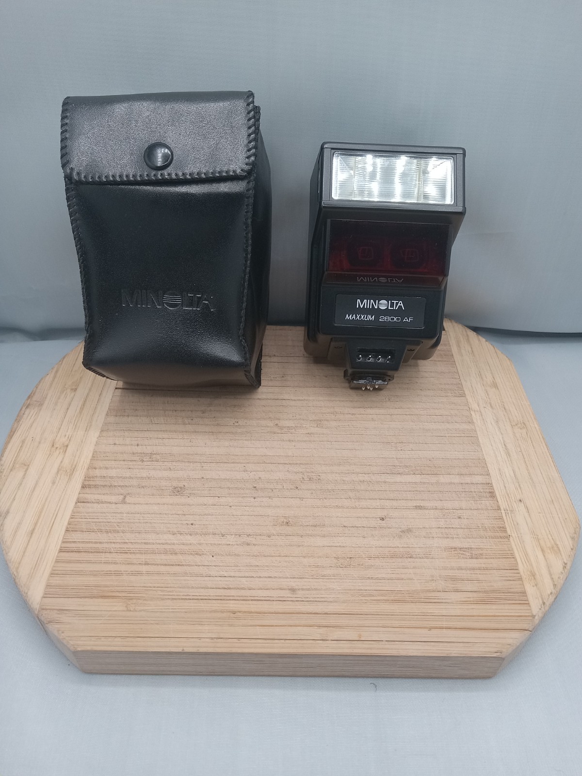 Minolta Maxxum 2800 AF Shoe Mount Flash w/ Black Case For Camera Tested Working