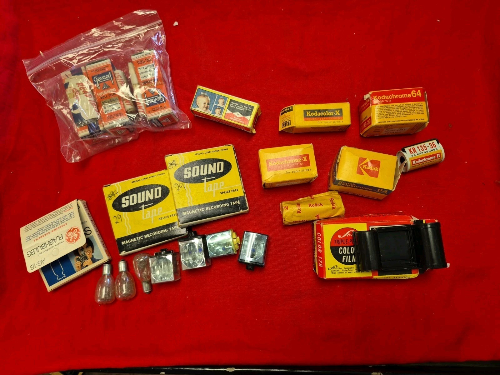 Lot Of Kodak And More Lot Of Film Bulbs Recording Tape