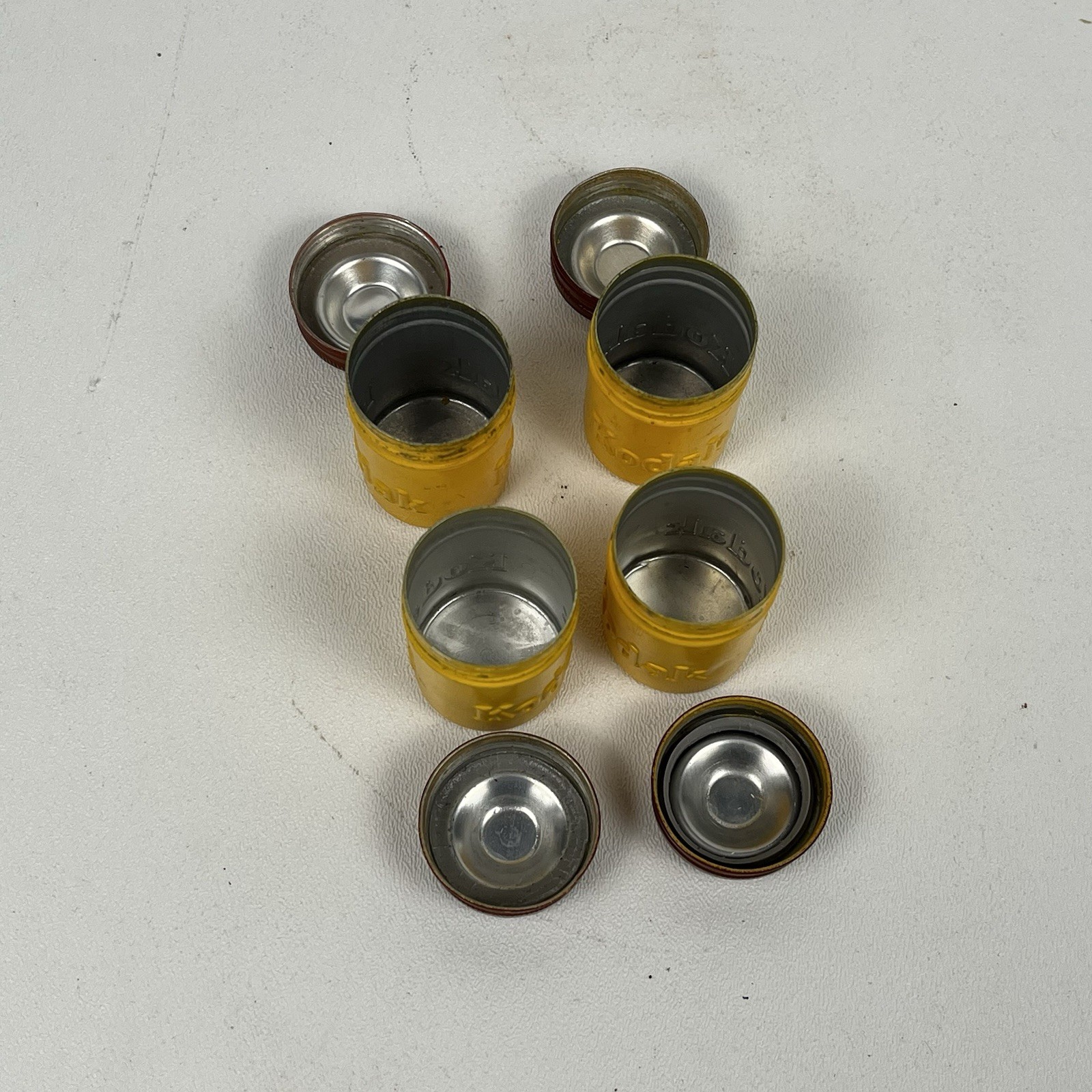 Lot Of 4 Vintage Kodak 35mm Aluminum Film Canister Screw Lid Yellow Brown