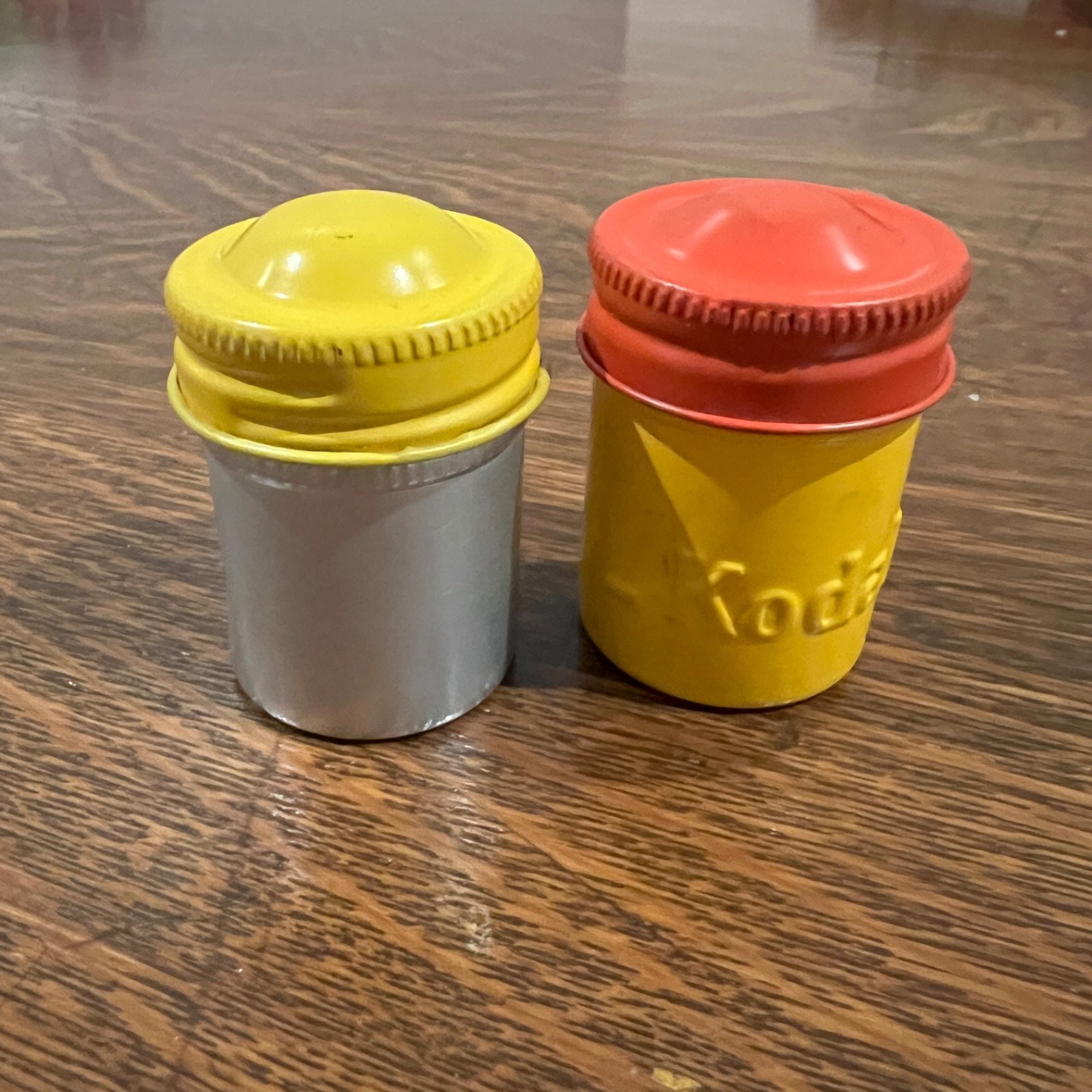VTG Lot of 2 Kodak Film Roll Embossed Container Metal Tin Can Canister