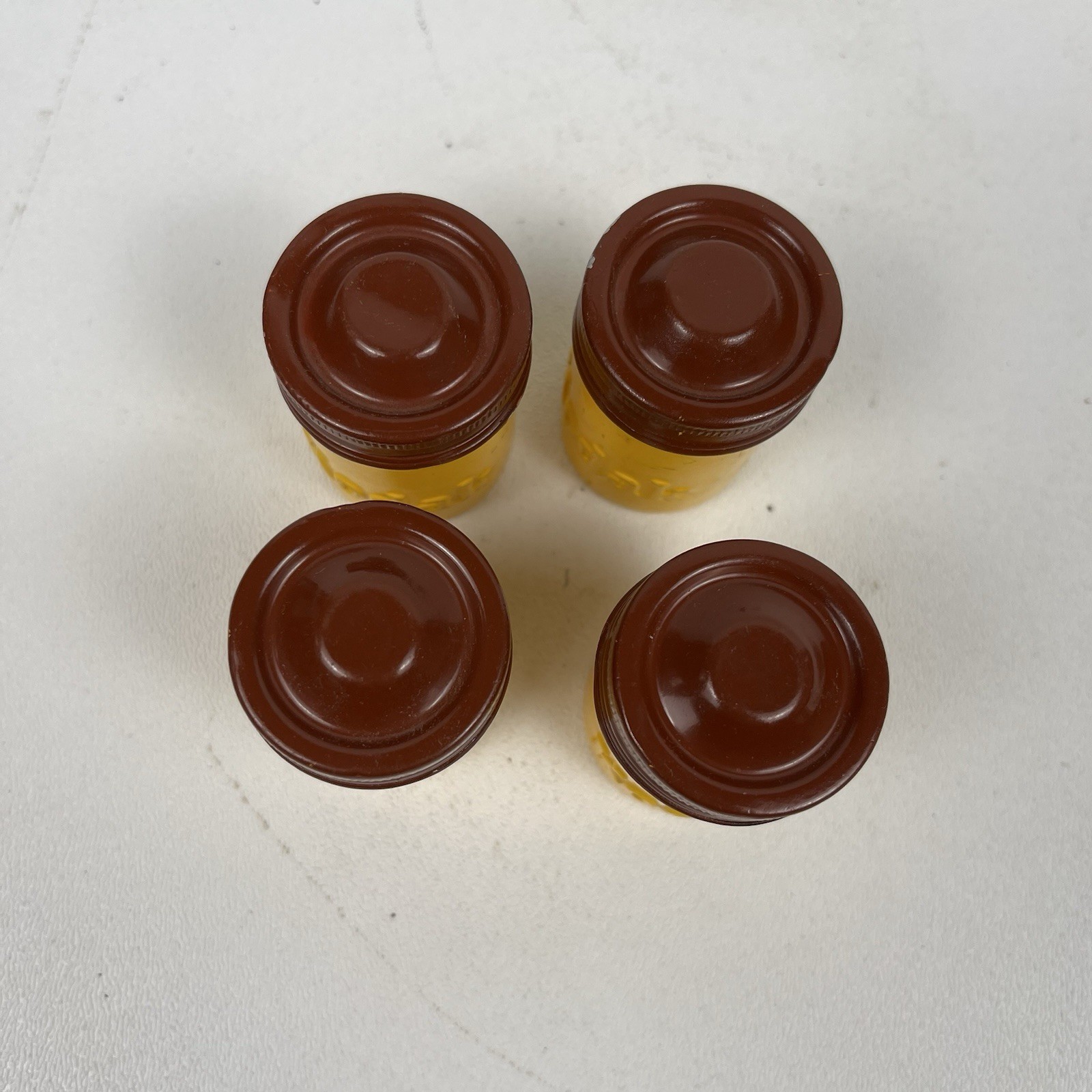 Lot Of 4 Vintage Kodak 35mm Aluminum Film Canister Screw Lid Yellow Brown