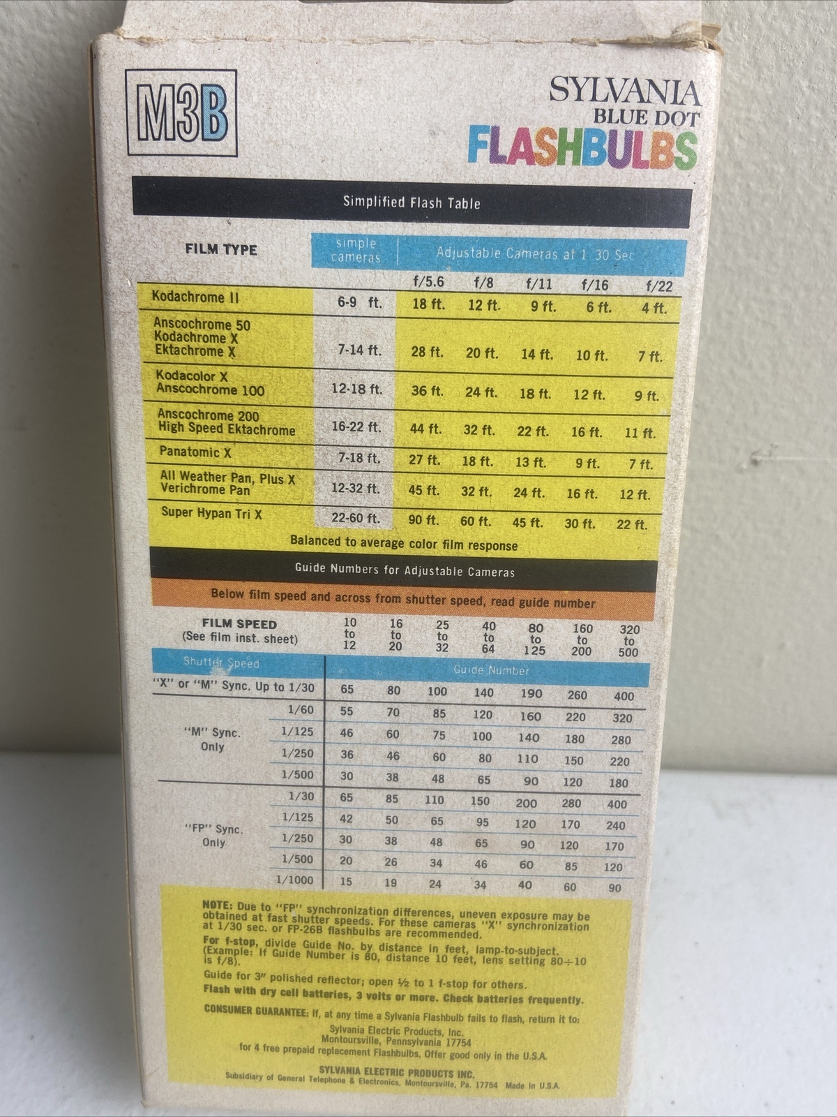 Sylvania Blue Dot M3B Flashbulbs 12 Blue Bulbs, USA New Old Stock