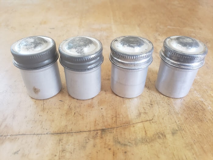vintage metal film canisters lot of 4 (set 3)