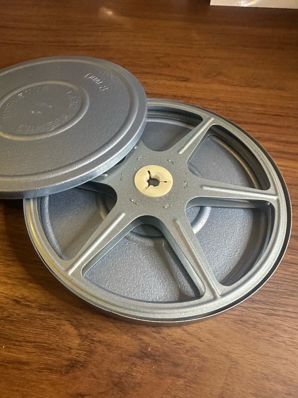 Korvette Camera Dept 8 mm Metal Case Movie Reel 7″ Scherer EZ Grip – Made In USA