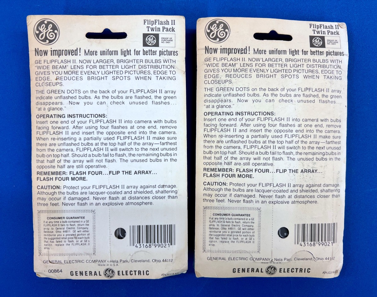 2 GE FlipFlash II Twin Packs NOS Sealed Flashbulbs 4 Arrays Vintage Camera Flash