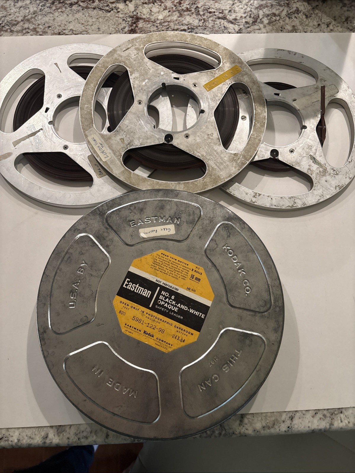 Eastman Kodak Film Reel Canister 11.5 Inch With 3 Reels VINTAGE